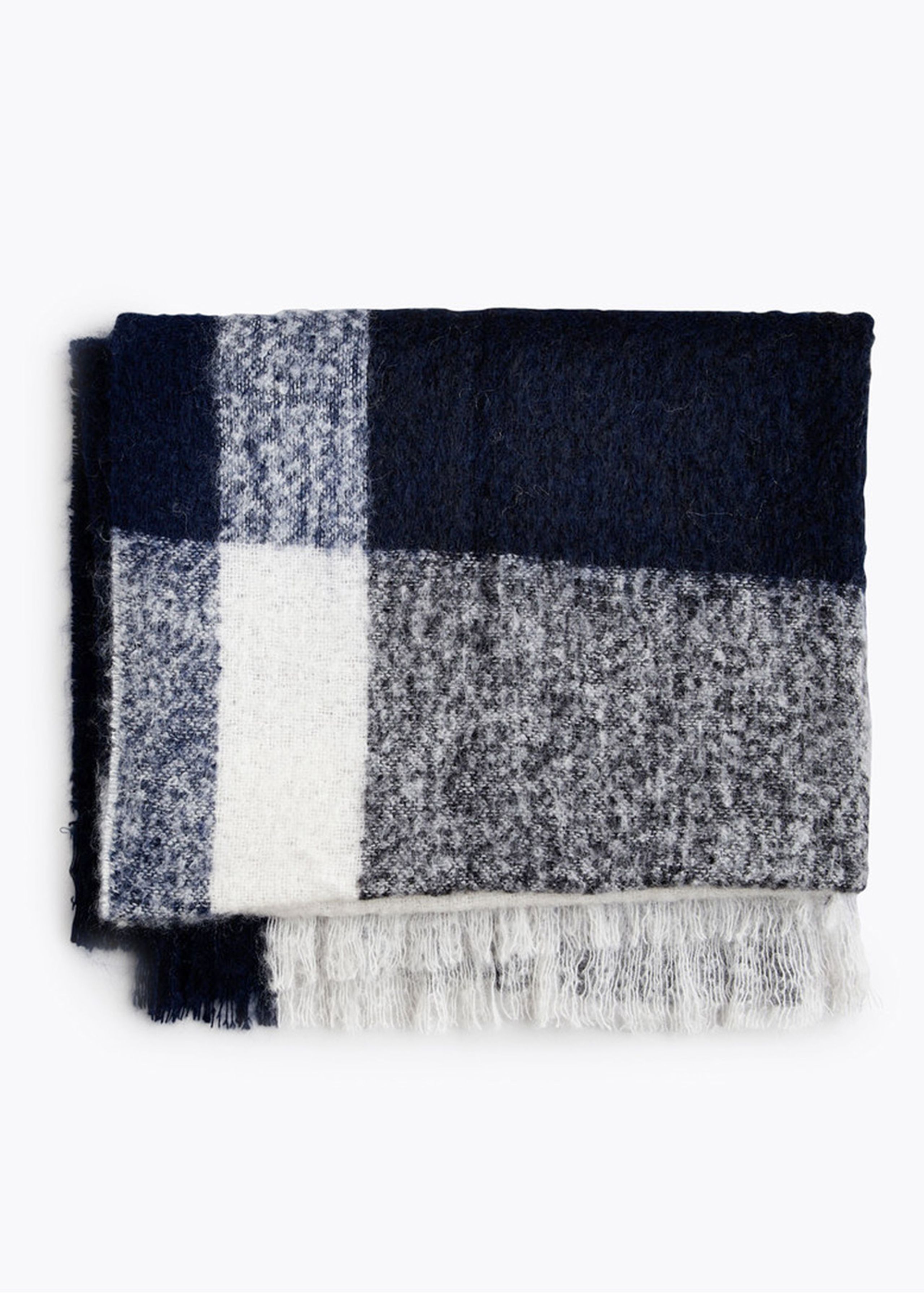 New Works - Carpet - Check Throw - By Malene Birger - Marine Blue Mohair