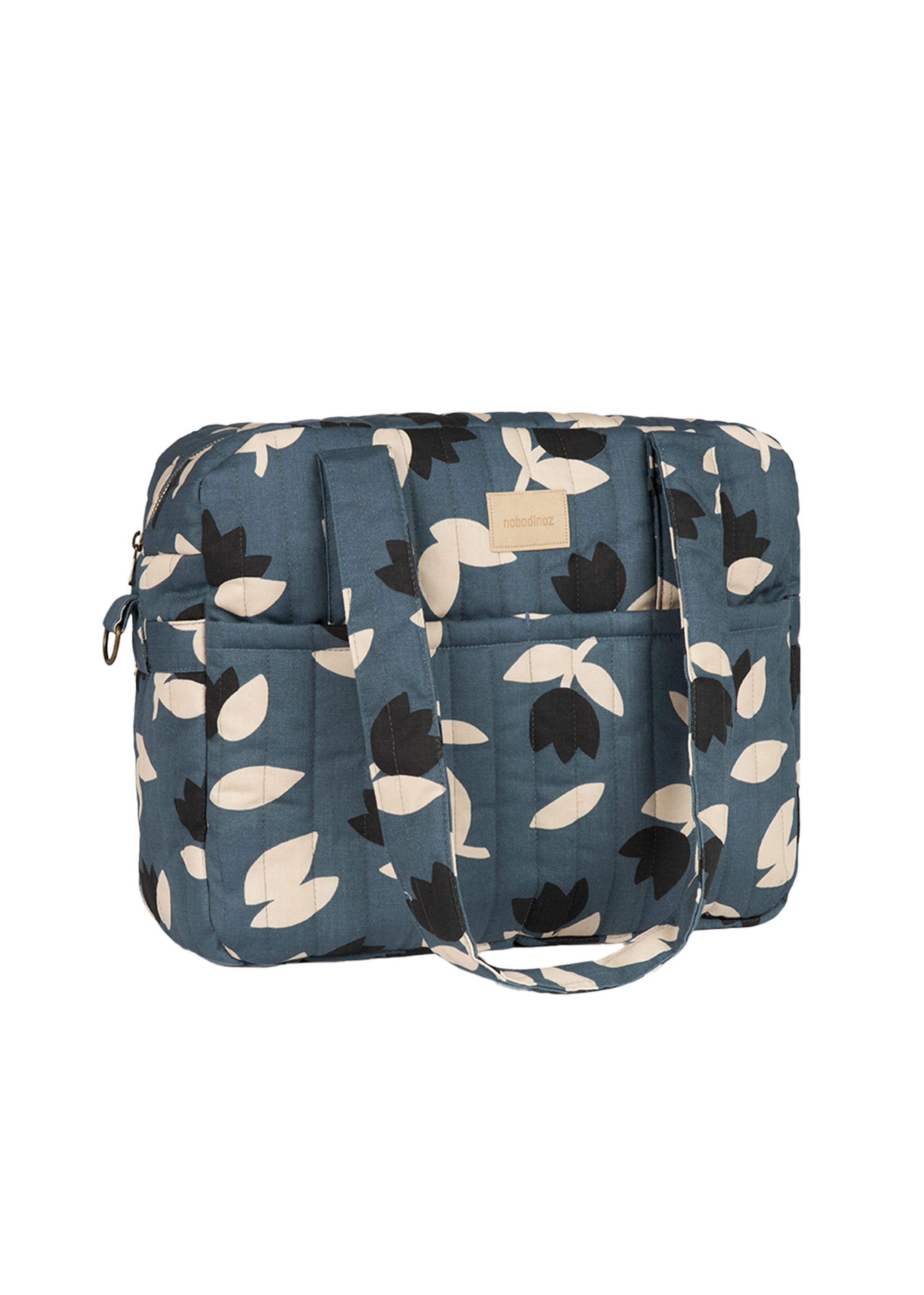 Nobodinoz - Barnevognstilbehør - Hyde Park Waterproof Stroller Bag - Blue Black Tulips