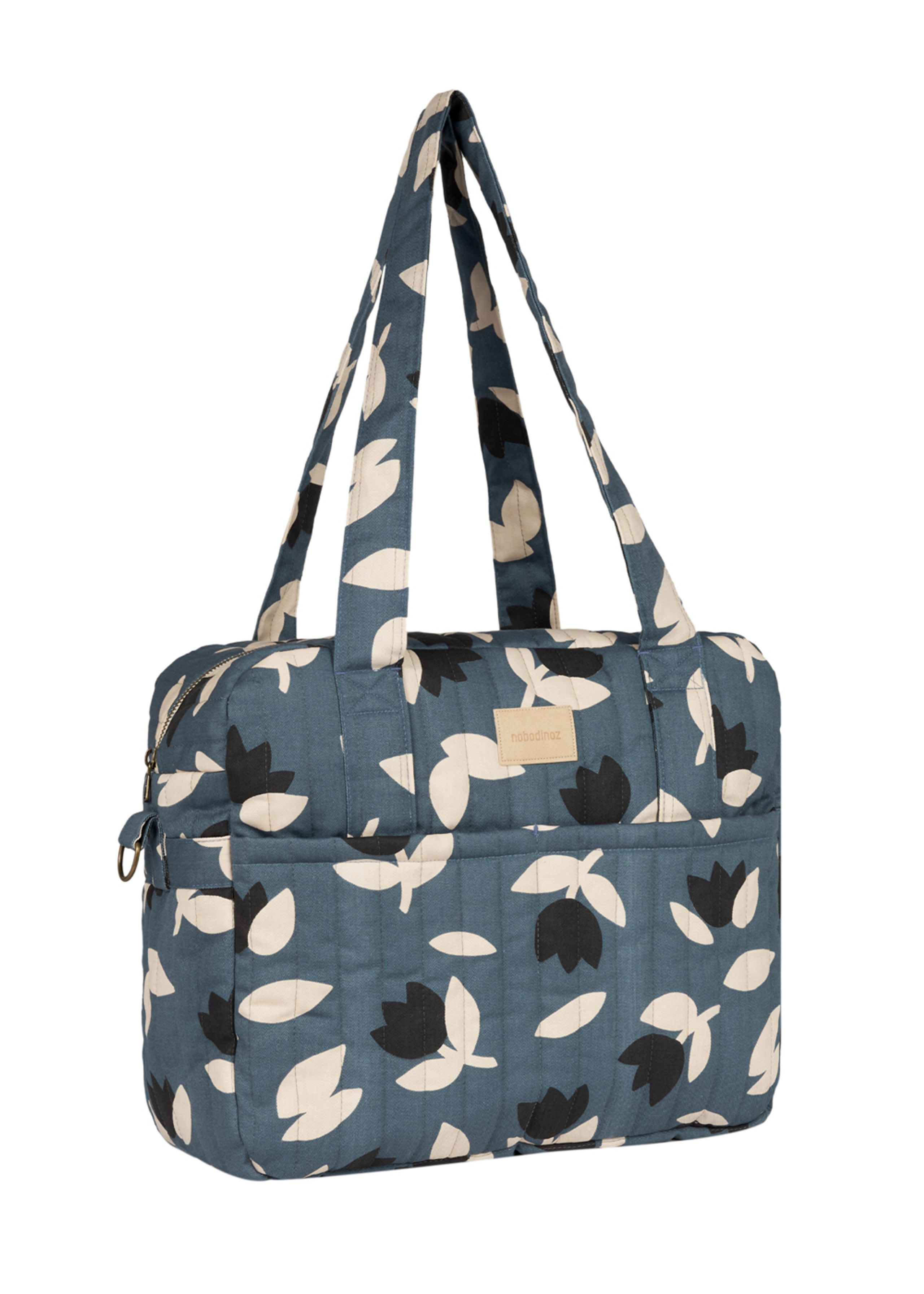Nobodinoz - Barnevognstilbehør - Hyde Park Waterproof Stroller Bag - Blue Black Tulips