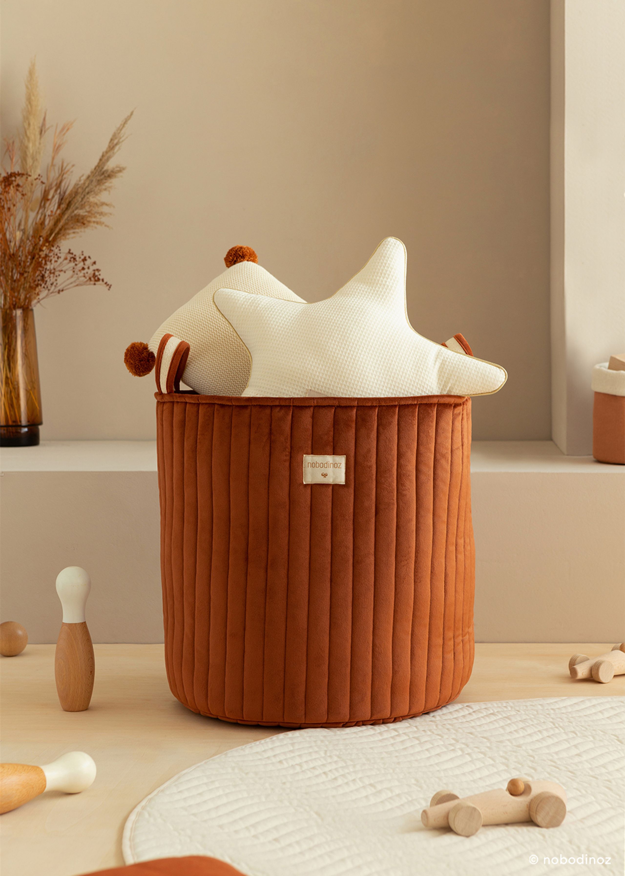 Nobodinoz - Børneopbevaringsboks - Savanna Toy Bag - Wild Brown