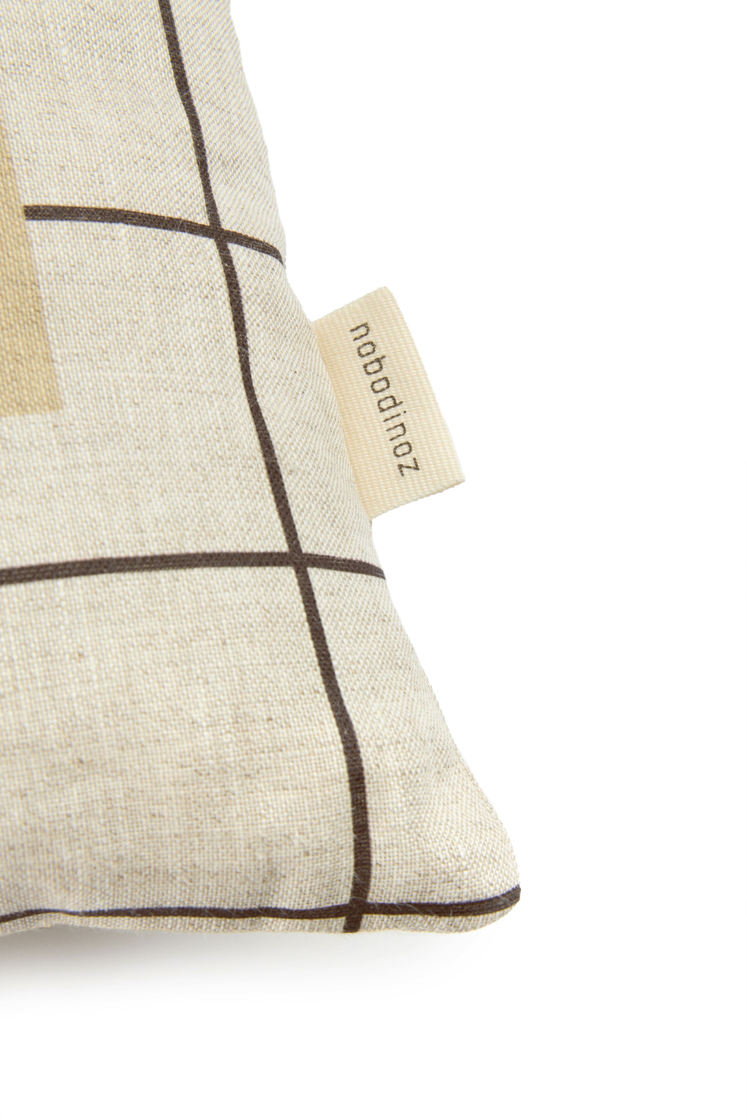 Nobodinoz - Polštář - Rectangular Cushion In French Linen Vibes S - Black grid home