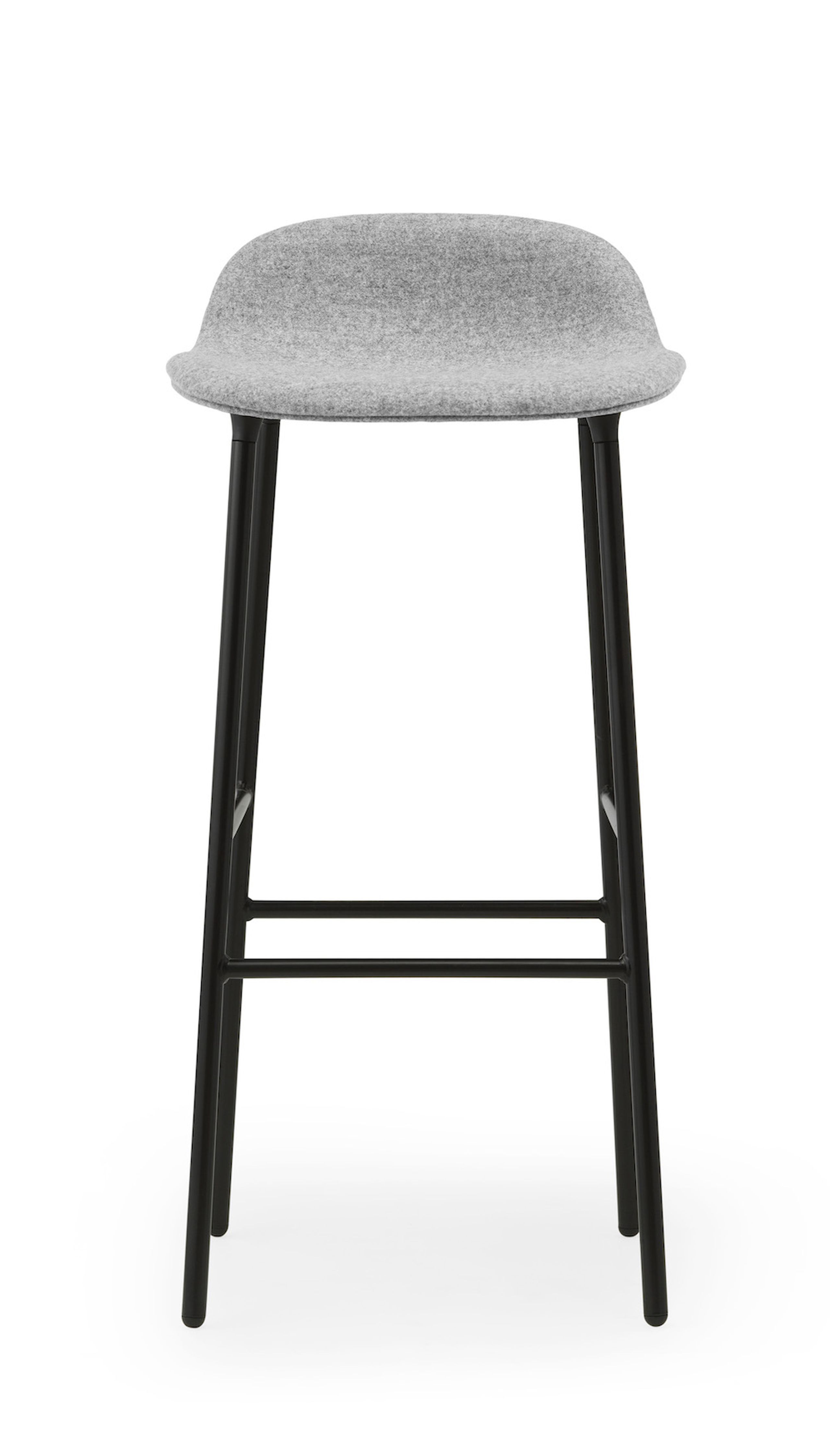Normann Copenhagen - Tabouret de bar - Form Barstool - 75 cm - Full Upholstery Steel, Chrome & Brass - Stel: Sort Aluminium / Synergy: LDS16 (Partner, grey)
