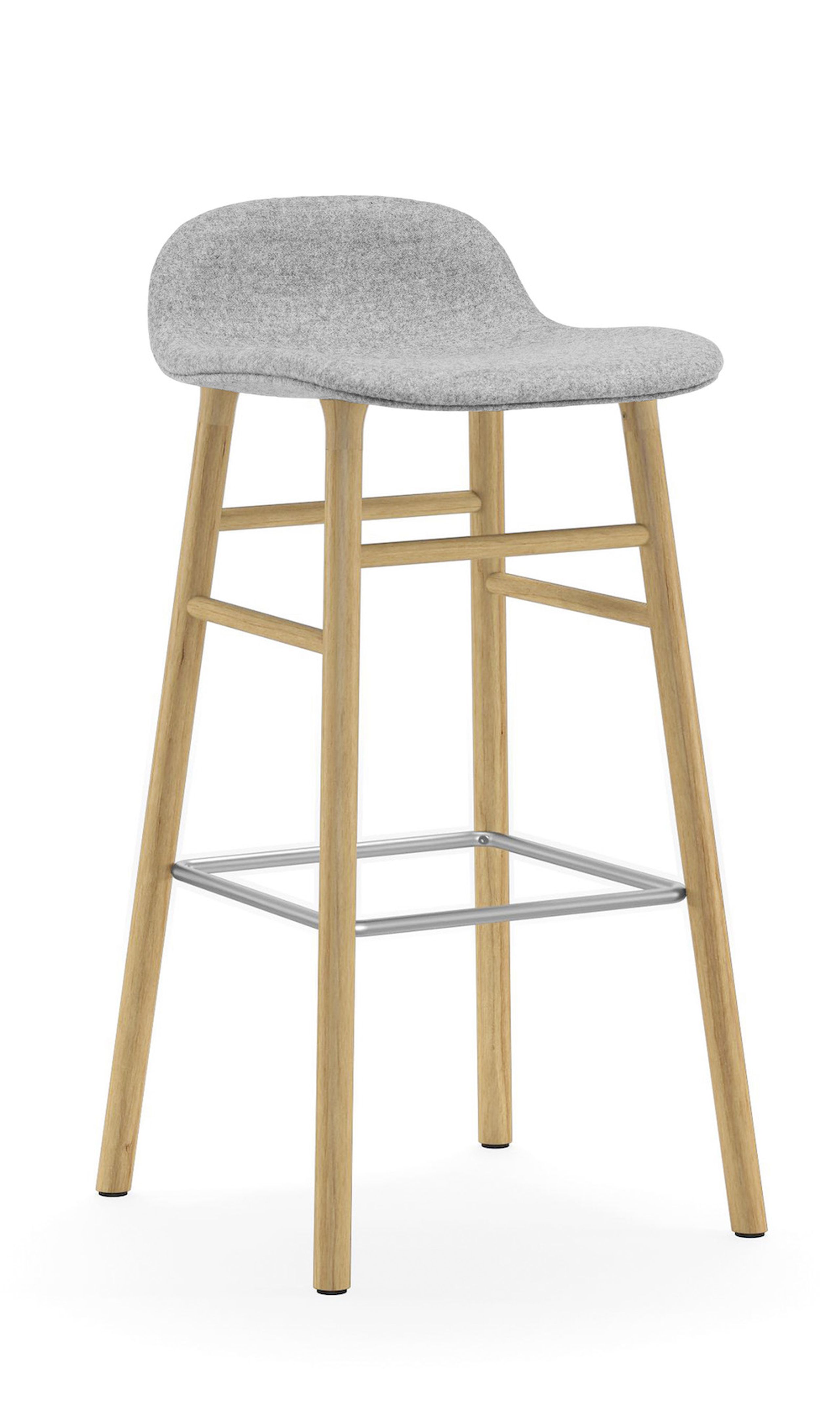Normann Copenhagen - Barstol - Form Barstol - 75 cm - Fuldt Polstret Træ - Stel: Eg / Synergy: LDS16 (Partner, grey)