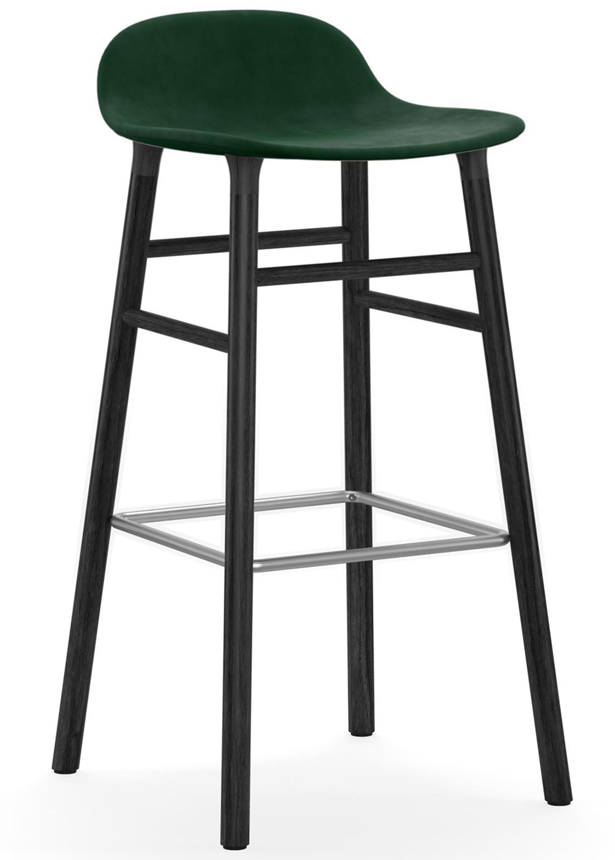 Normann Copenhagen - Bar stool - Form Barstool - 75 cm - Full Upholstery Wood - Frame: Black Lacquered / Fabric: City Velvet vol. 2 35