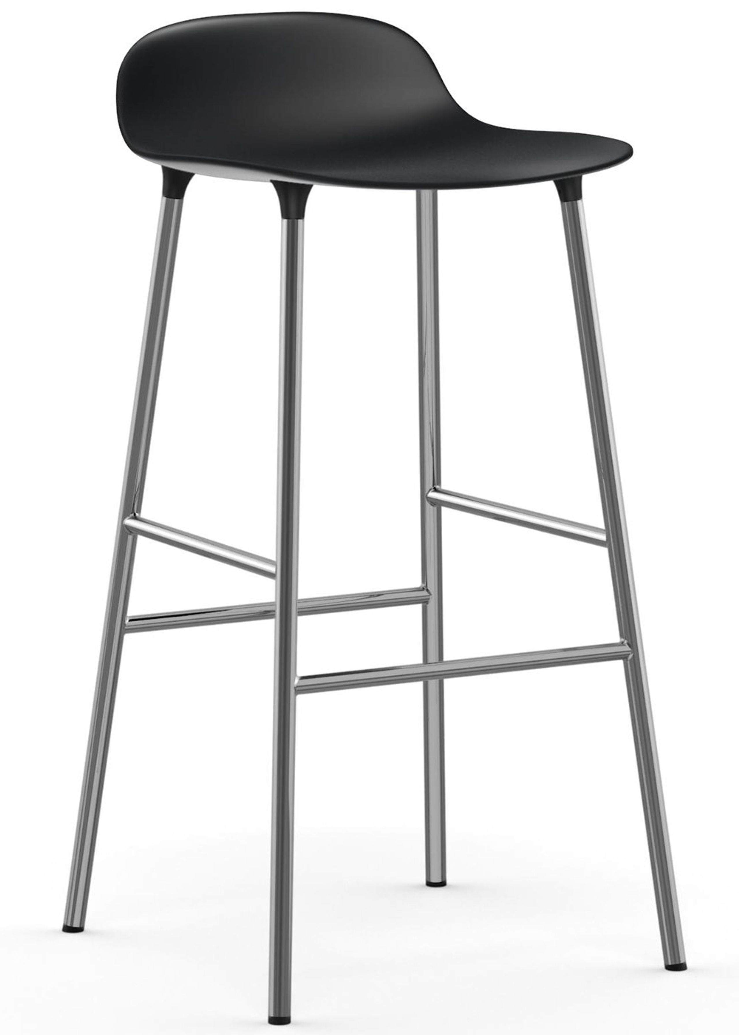 Normann Copenhagen - Bar stool - Form Barstool - 75 cm - Steel, Chrome & Brass - Chrome / Black