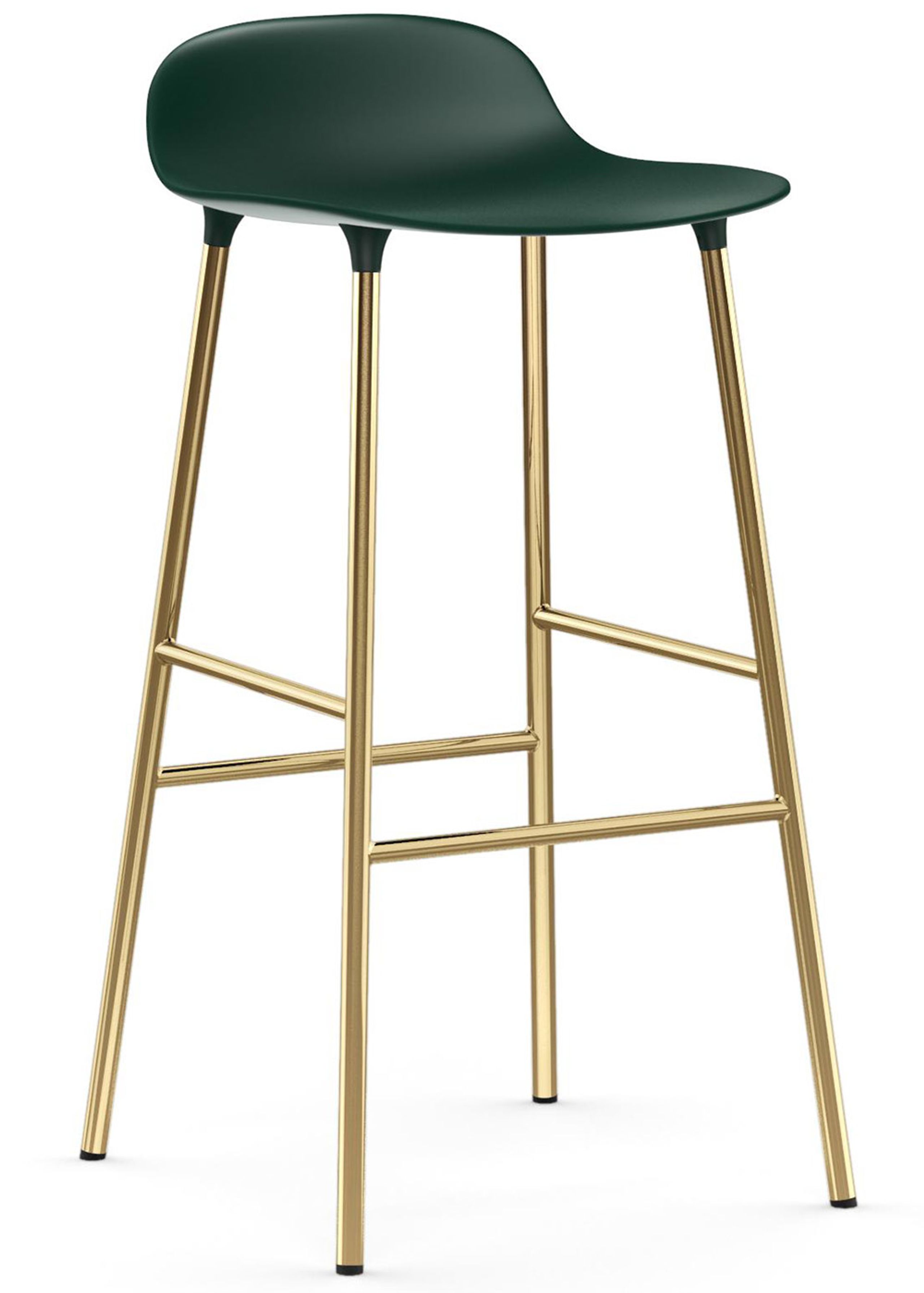 Normann Copenhagen - Sgabello - Form Barstool - 75 cm - Steel, Chrome & Brass - Brass / Green