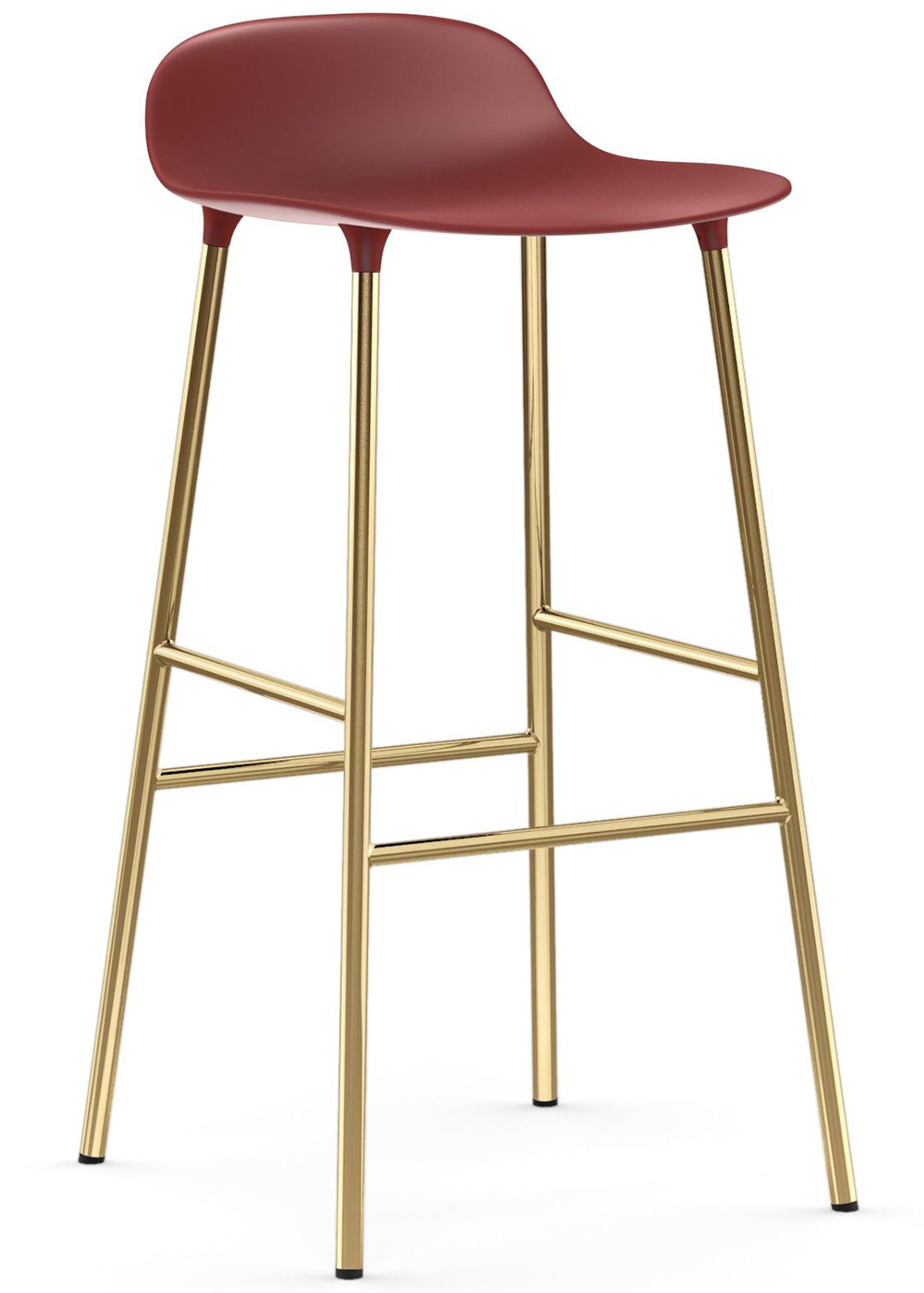 Normann Copenhagen - Bar stool - Form Barstool - 75 cm - Steel, Chrome & Brass - Brass / Red