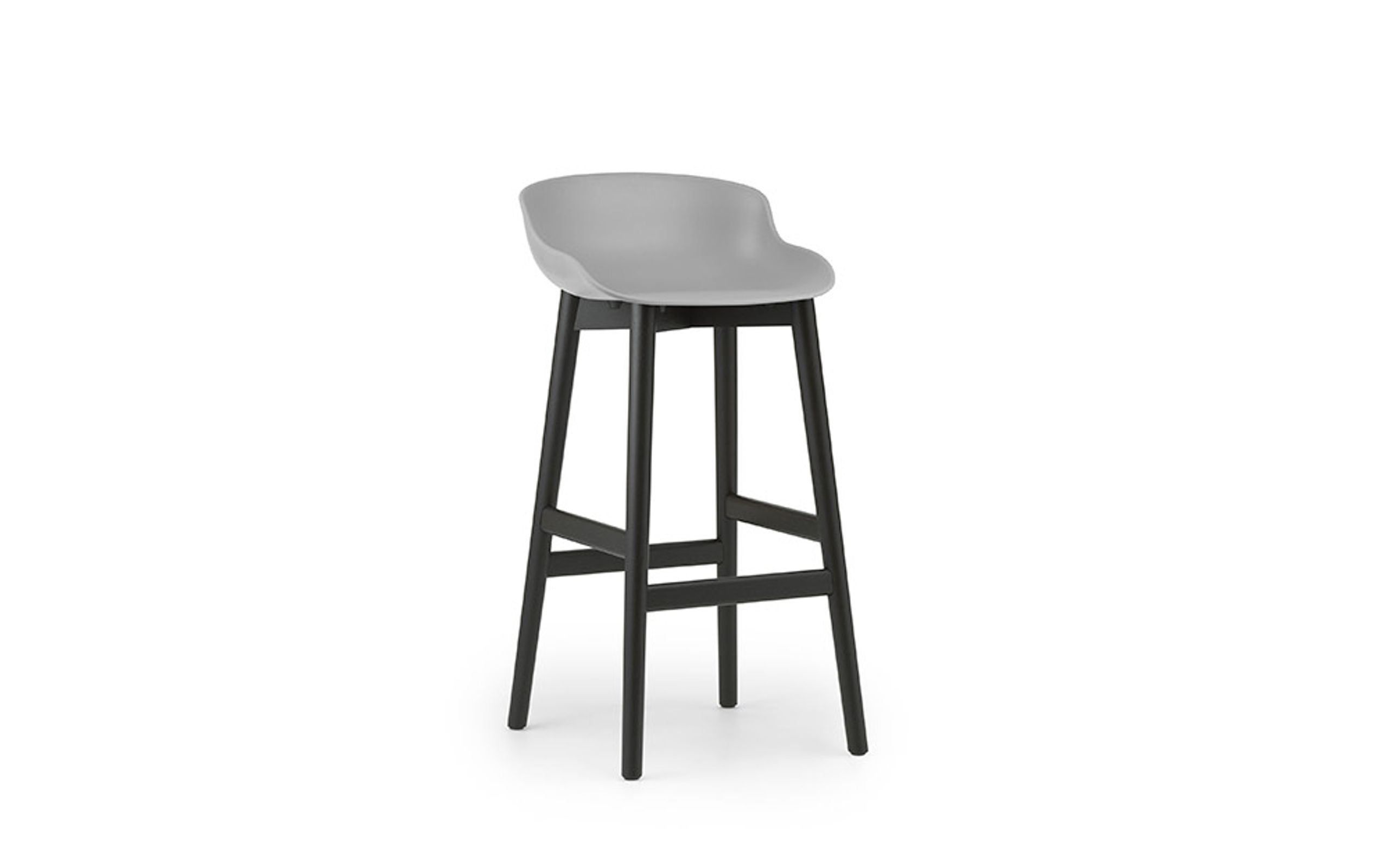 Normann Copenhagen - Barstol - Hyg bar stool 75 cm wood - Grå - Sort Egetræ