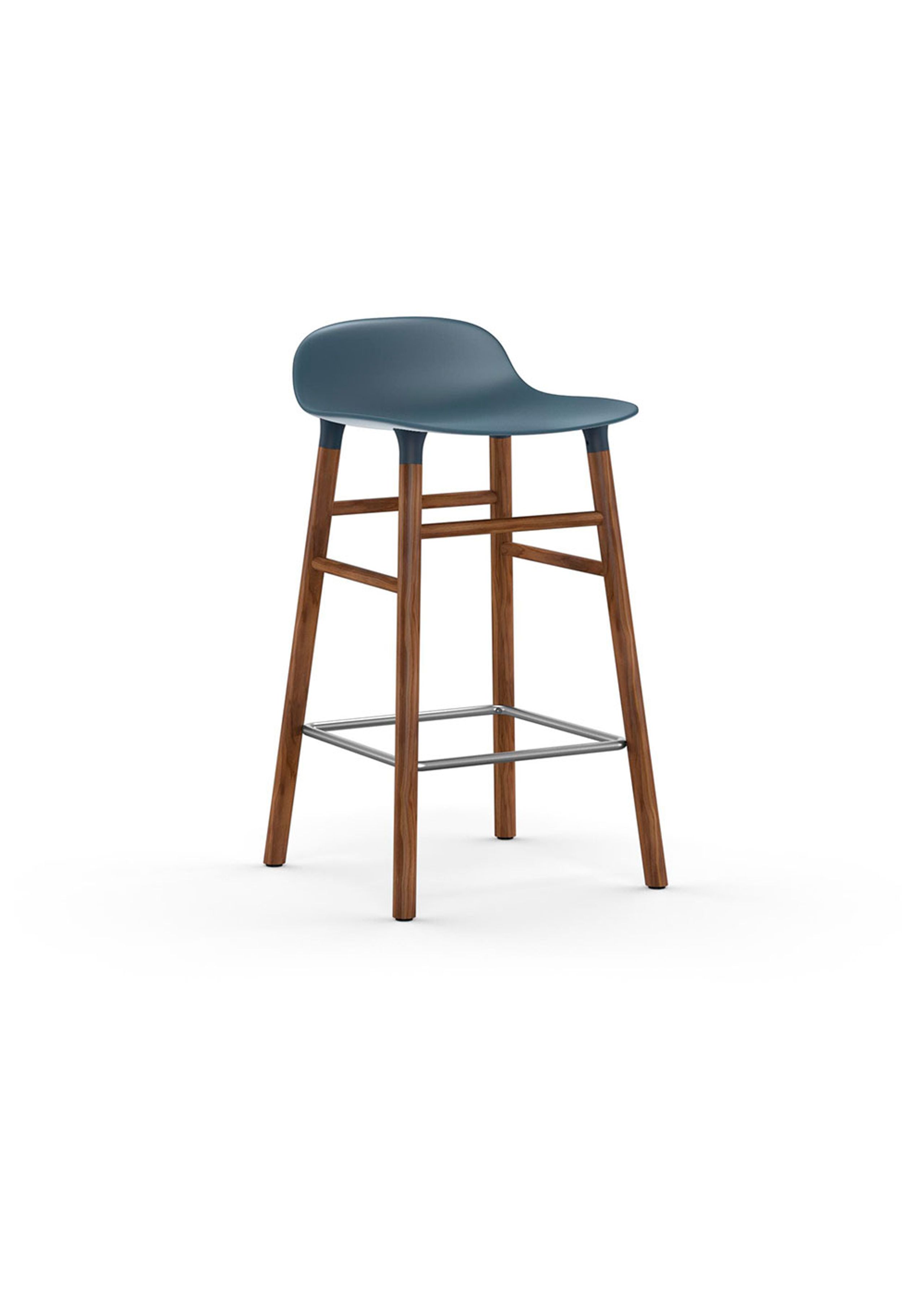 Normann Copenhagen - Banco de bar - Form Barstool 65 cm Wood - Blue / Walnut