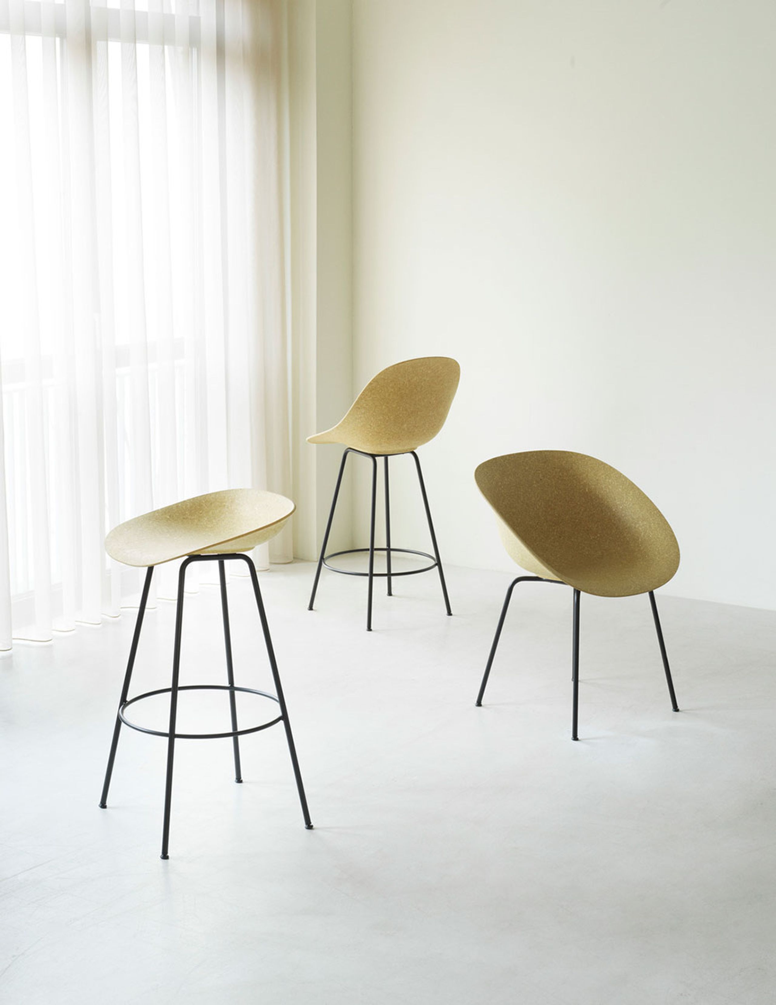 Normann Copenhagen - Barhocker - Mat Bar Chair 65 cm Steel - Hemp / Cream Steel