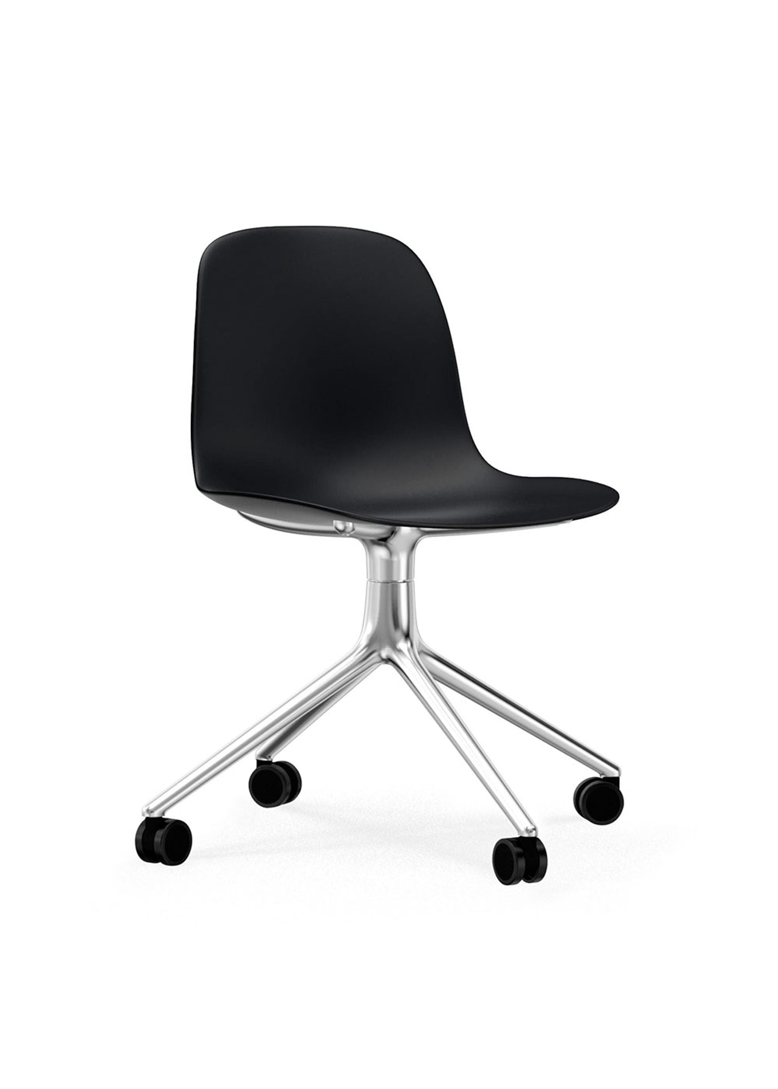 Normann Copenhagen - Cadeira de escritório - Form Chair Swivel 4W Alu - Black / Aluminum