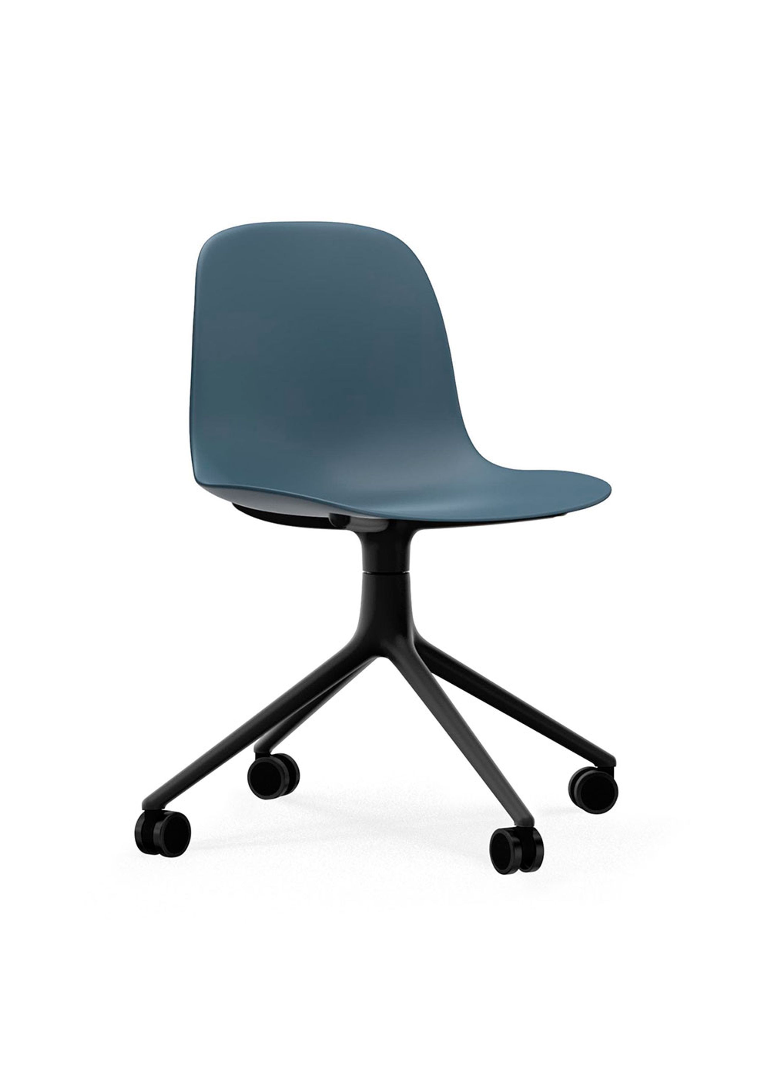 Normann Copenhagen - Chaise de bureau - Form Chair Swivel 4W Alu - Blue / Black Aluminum
