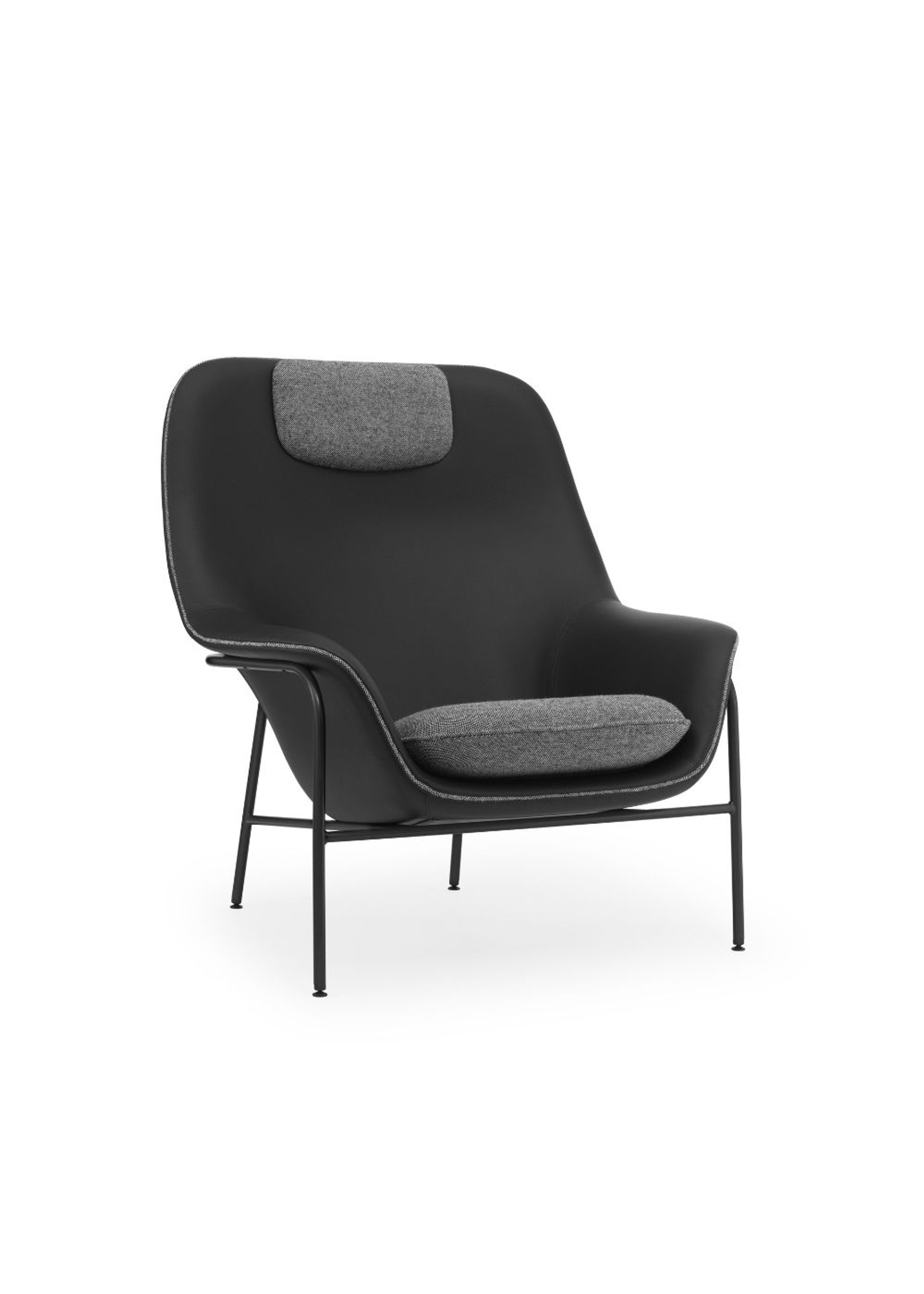 Normann Copenhagen - Lænestol - Drape Chair High - Hallingdal / Ultra Leather / Black steel