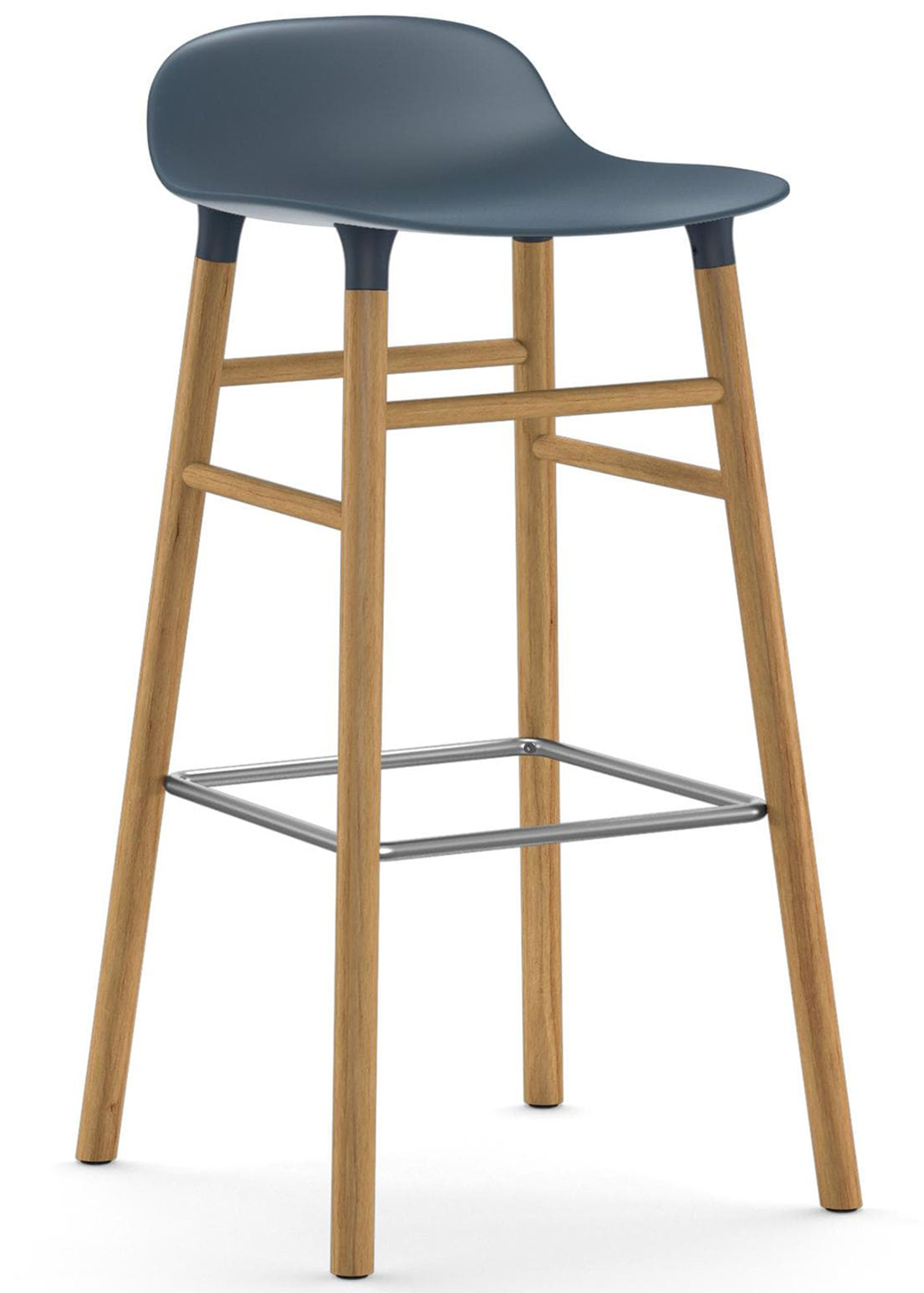 Normann Copenhagen - Chair - Form Barstool - 75 cm - Wood - Blue/Oak