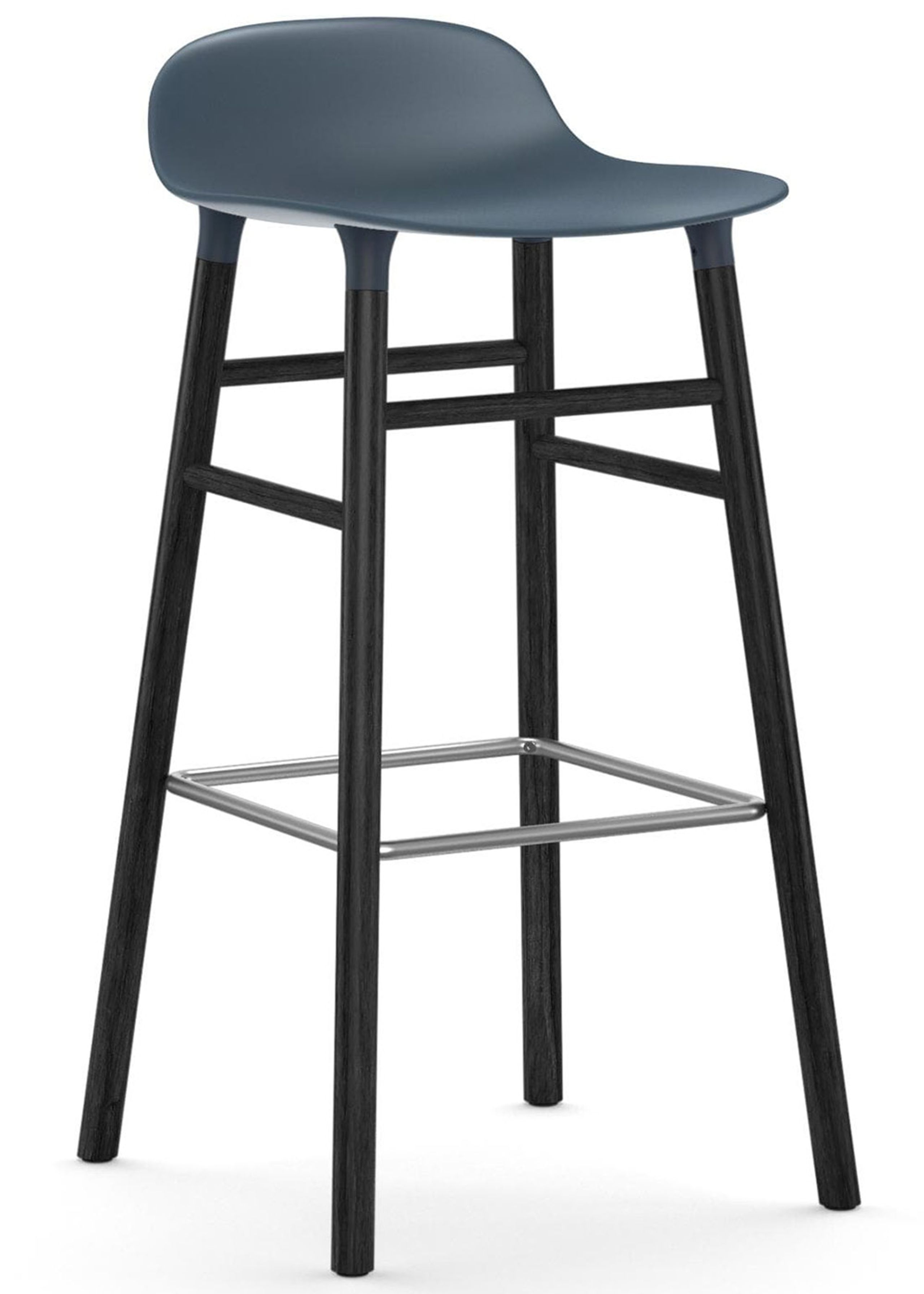 Normann Copenhagen - Stol - Form Barstool - 75 cm - Træ - Blå/Sort