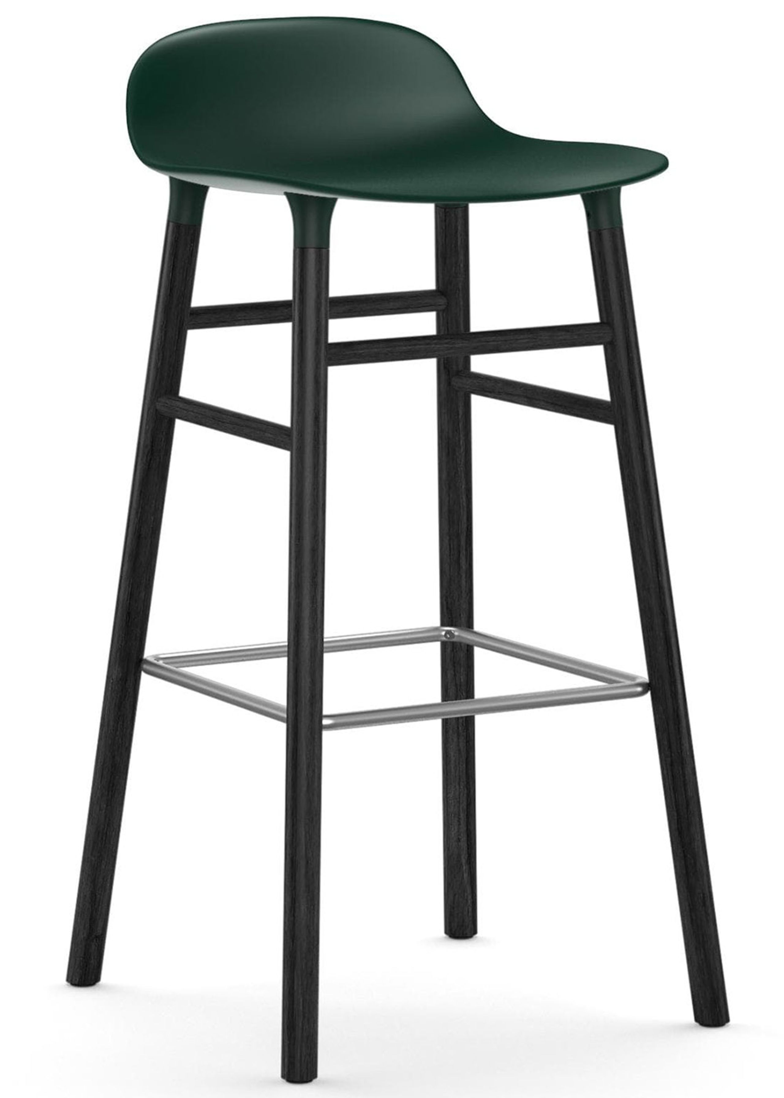 Normann Copenhagen - Stol - Form Barstool - 75 cm - Træ - Grøn/Sort