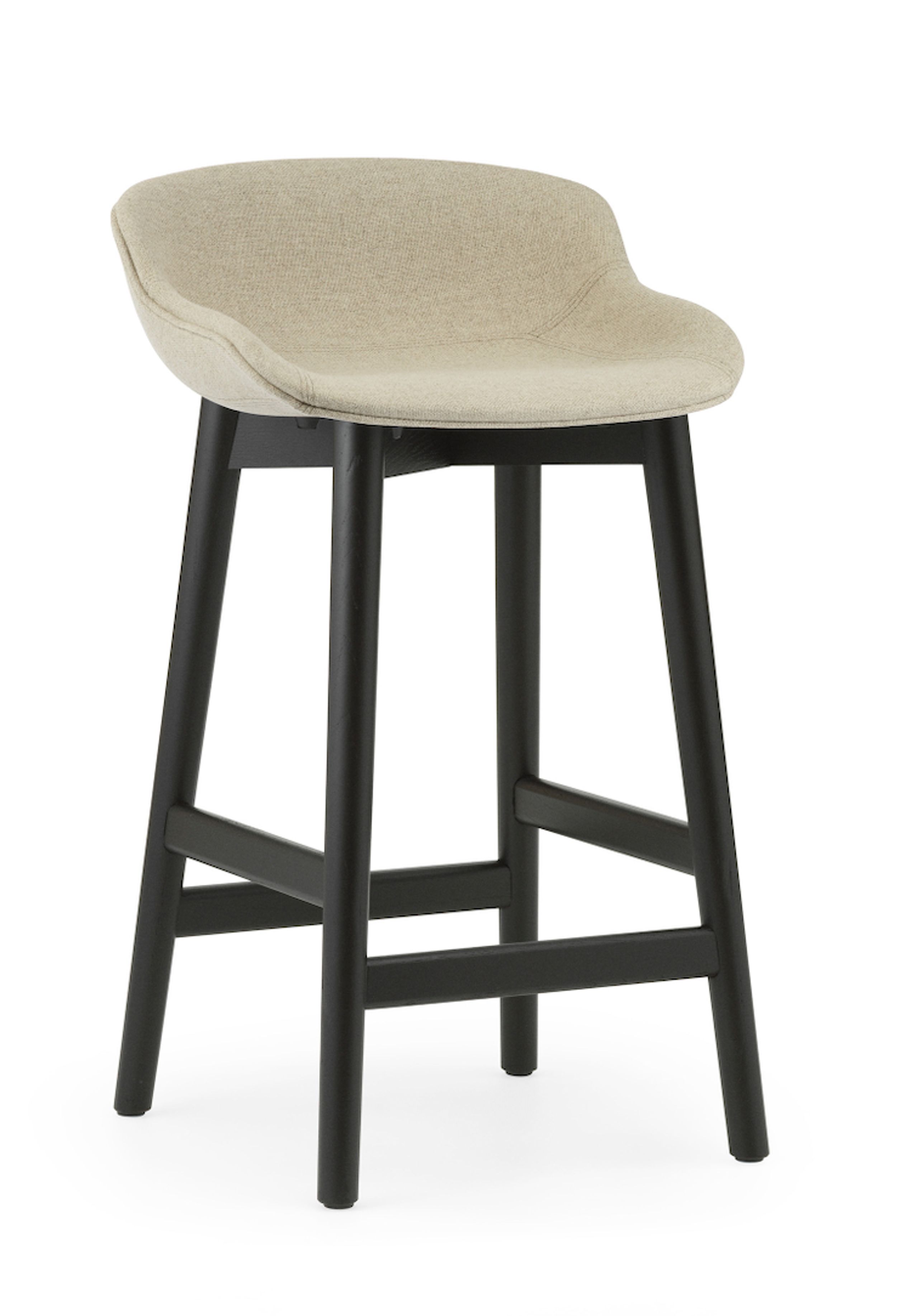 Normann Copenhagen - Chair - Hyg bar stool 65 cm wood - full upholstery - Main line flax 20 - Black Oak