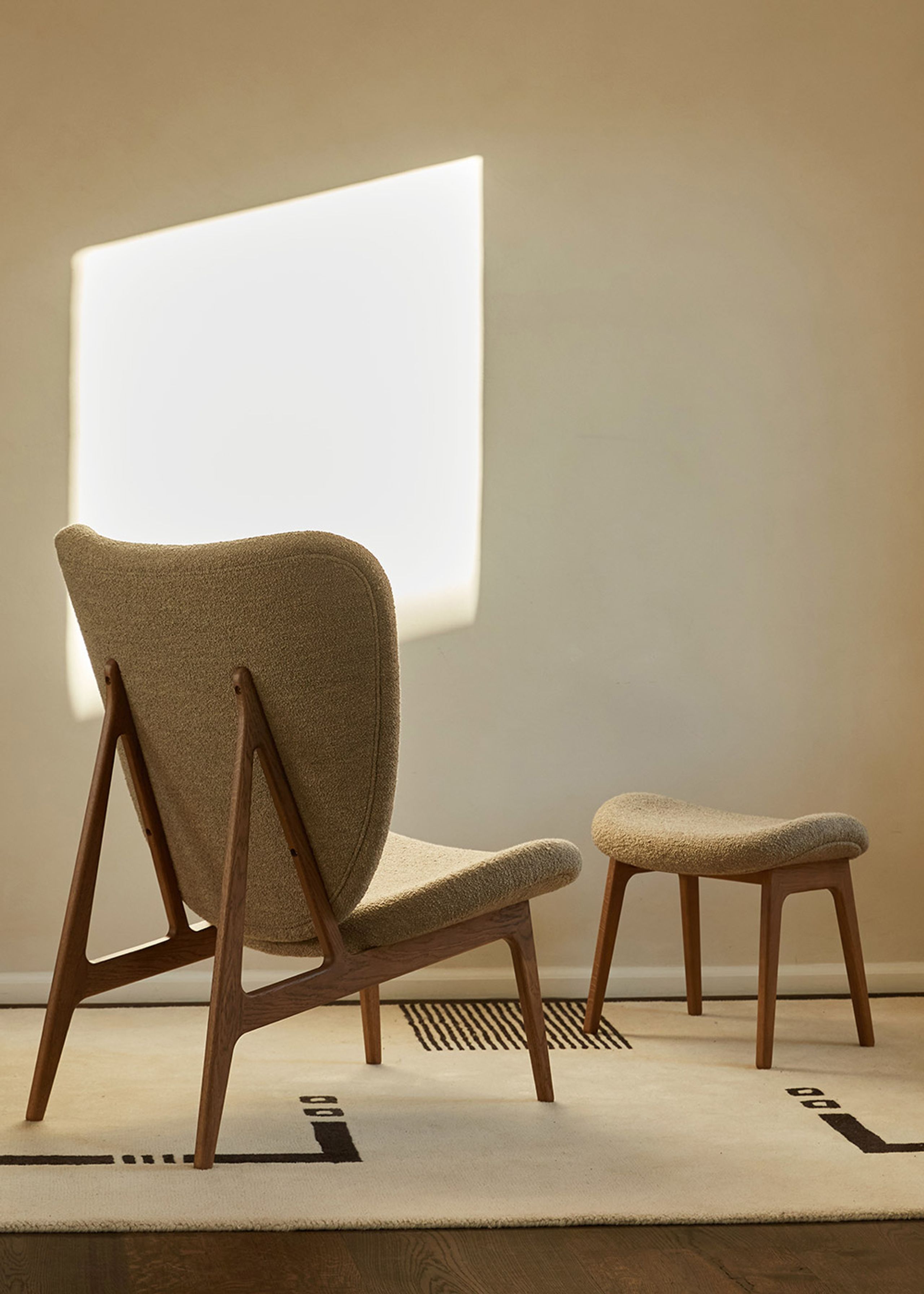 NORR11 - Armchair - Elephant Lounge Chair - Full Upholstery - Light Smoked Oak/Barnum Bouclé 1