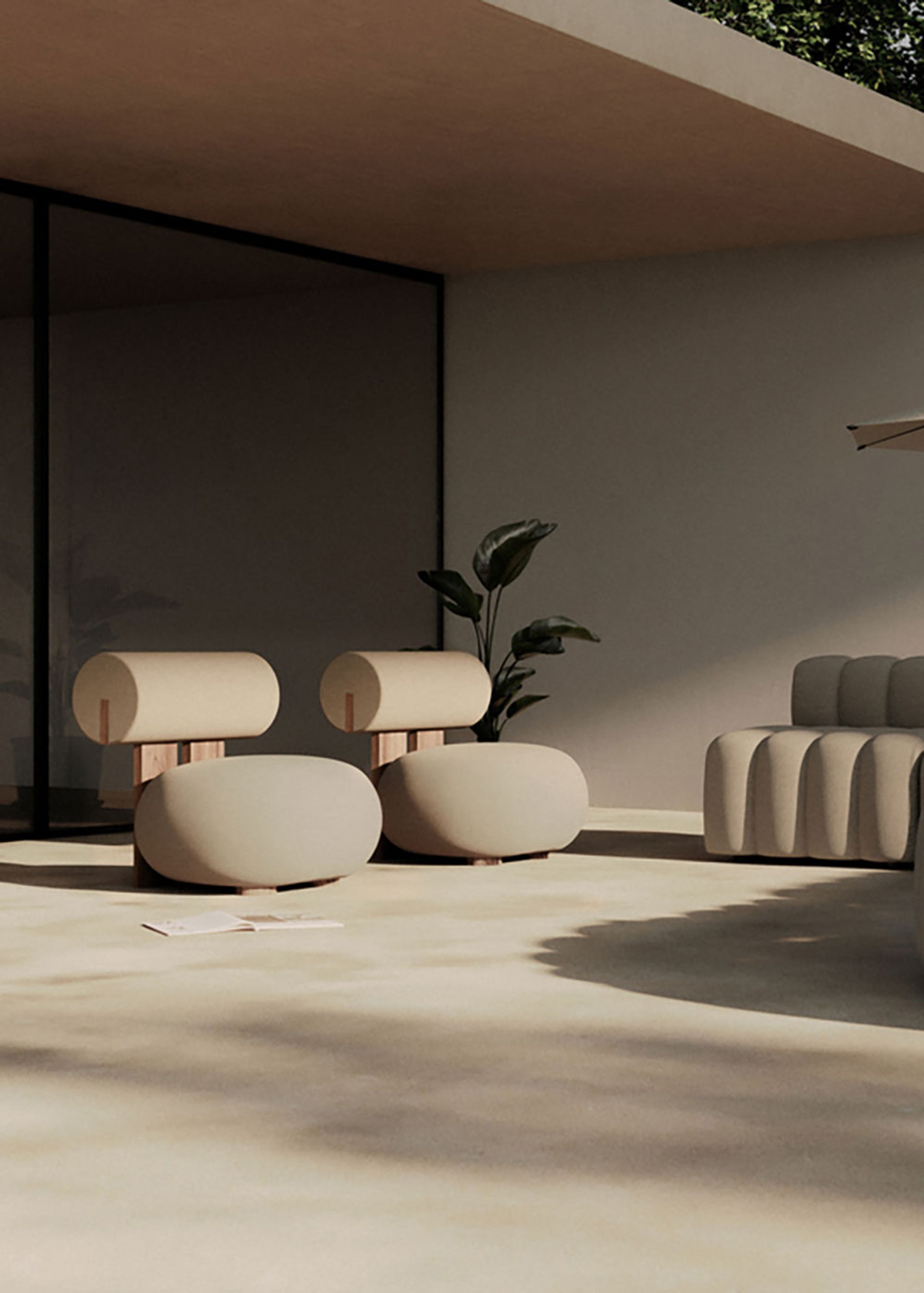 NORR11 - Cadeira de banho - Hippo Lounge Chair Outdoor - Sunbrella: Savane Whisper SAV2 J349 140