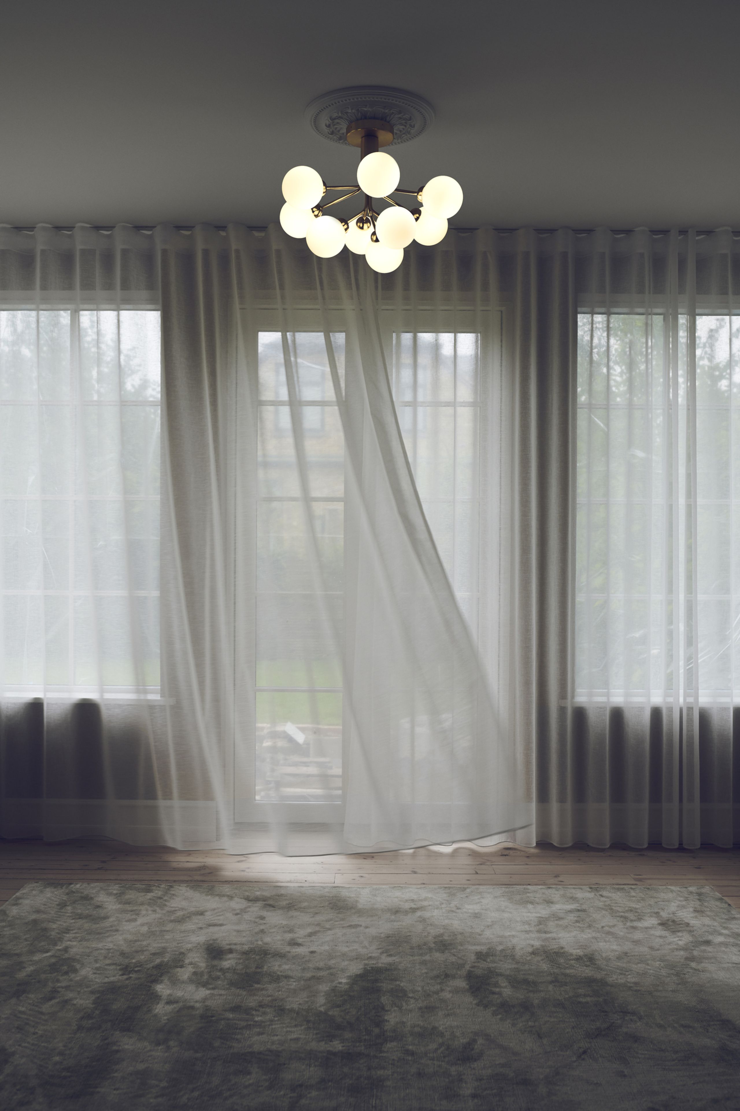 Nuura - Lamp - Apiales 9 Ceiling - Brushed brass/Opal white