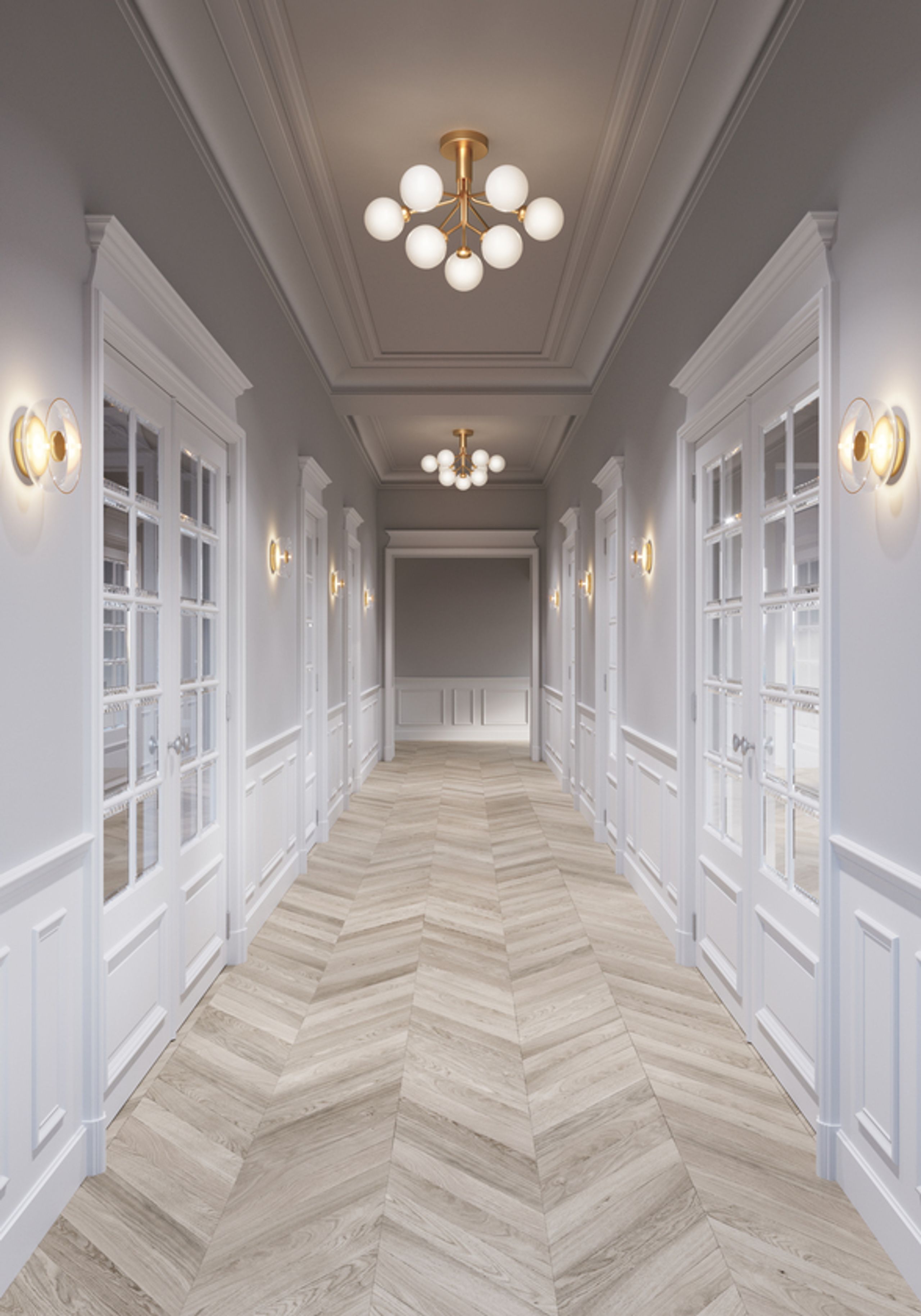 Nuura - Lamp - Apiales 9 Ceiling - Brushed brass/Opal white