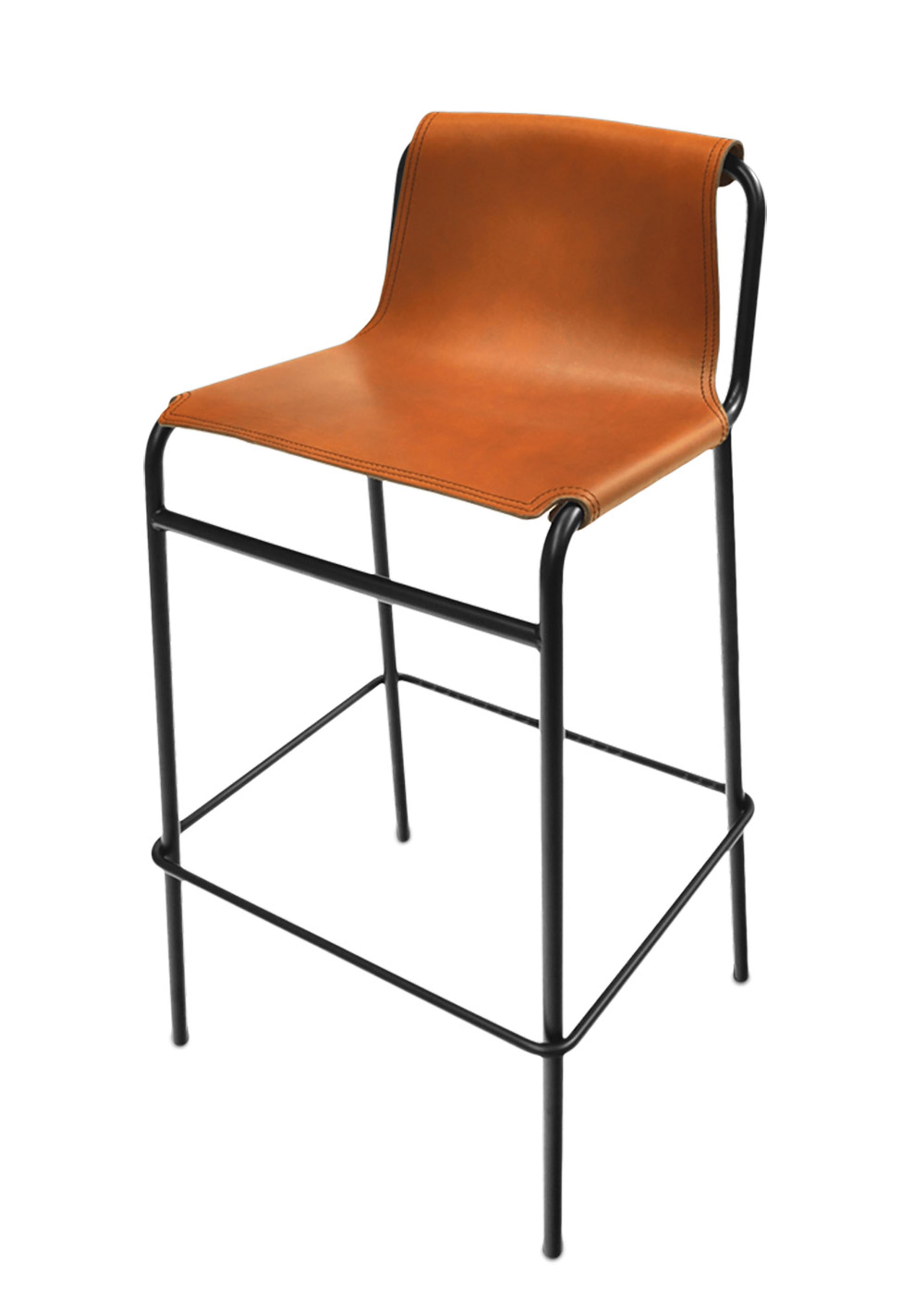 OX DENMARQ - stołek barowy - SEPTEMBER Bar Stool - Hazelnut Leather / Black Steel