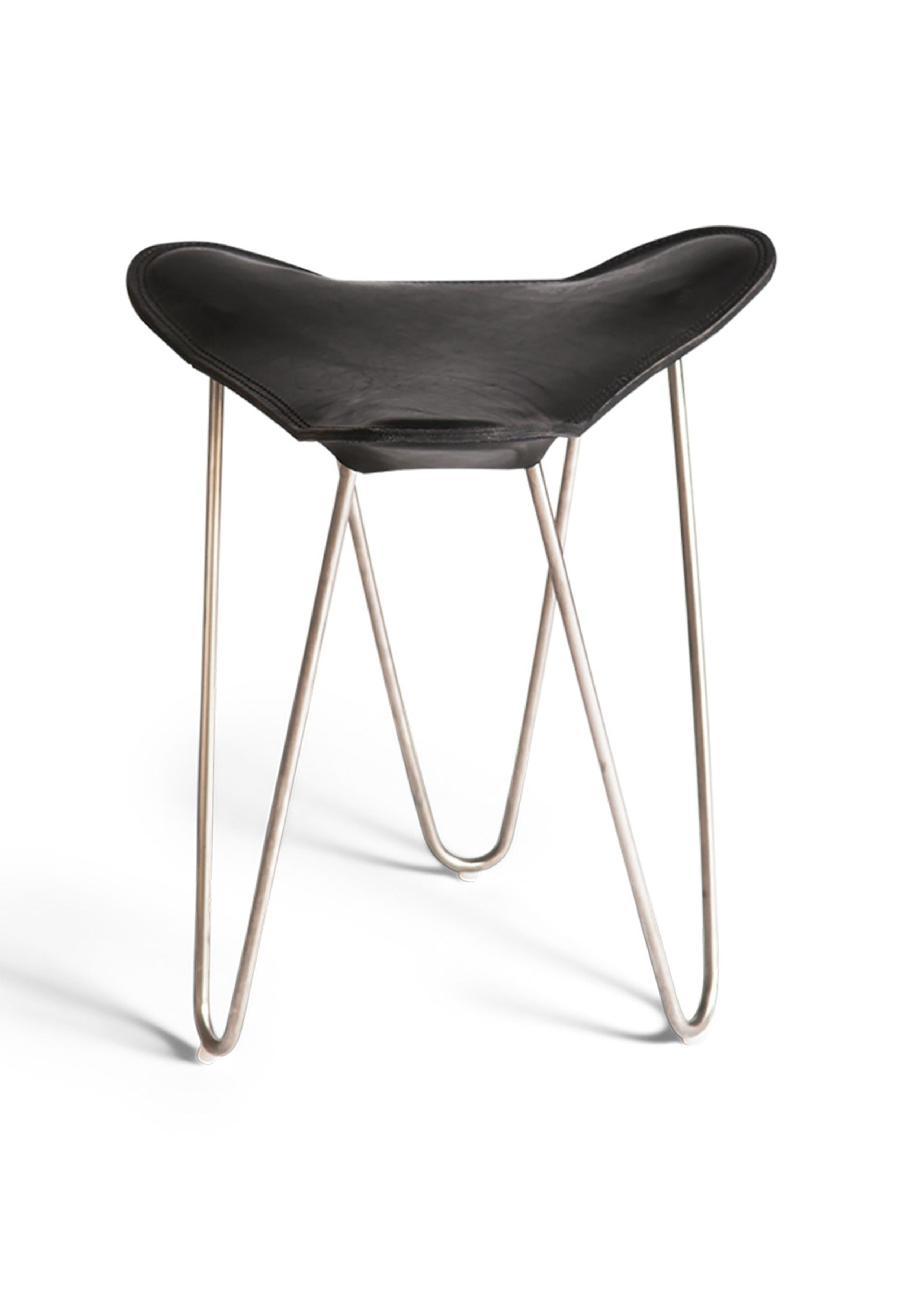 OX DENMARQ - Stool - TRIFOLIUM Stool - Black Leather / Stainless Steel