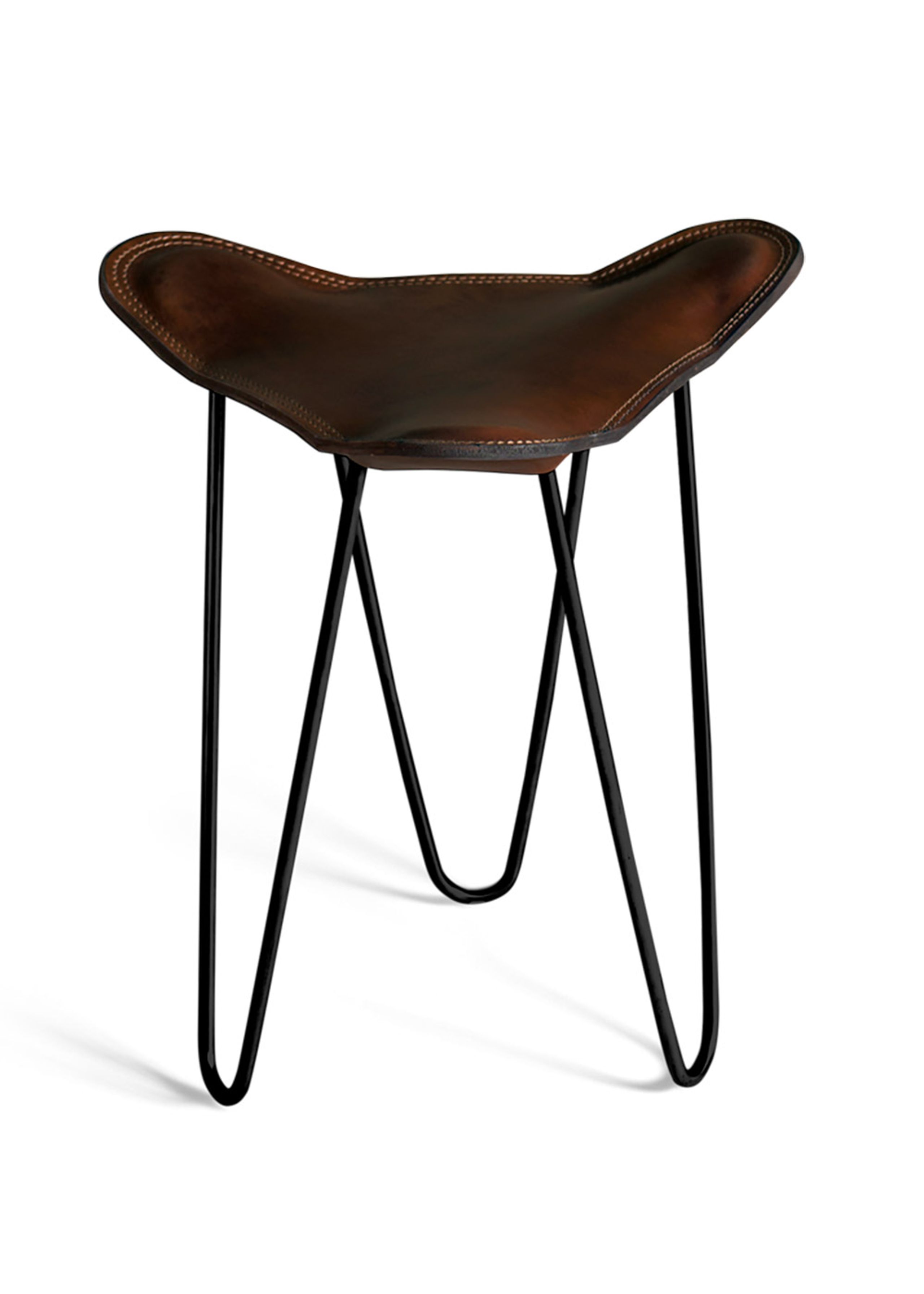 OX DENMARQ - Hocker - TRIFOLIUM Stool - Mocca Leather / Black Steel