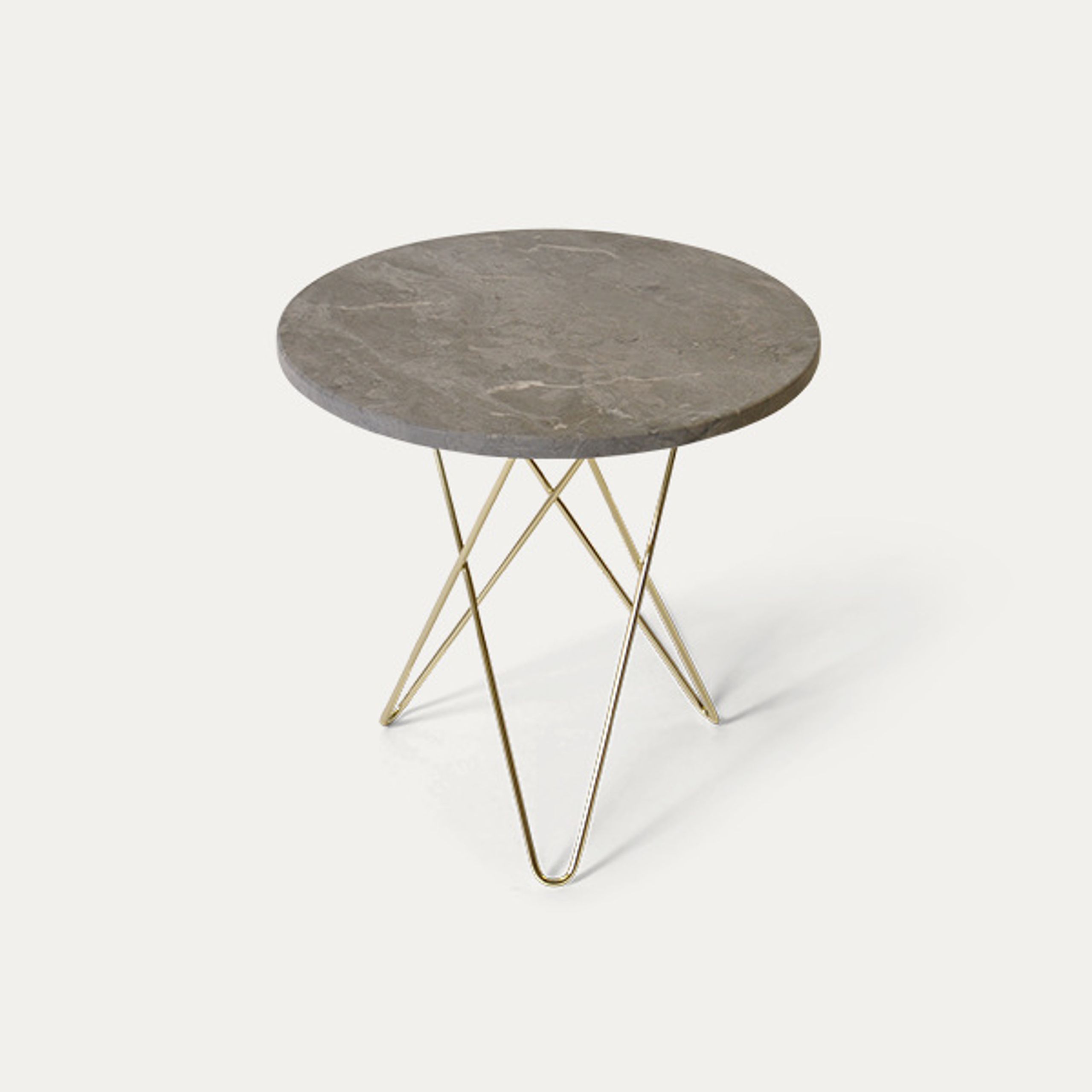 OX DENMARQ - Sofabord - Høj Mini O Bord - Grå marmor, messing stål