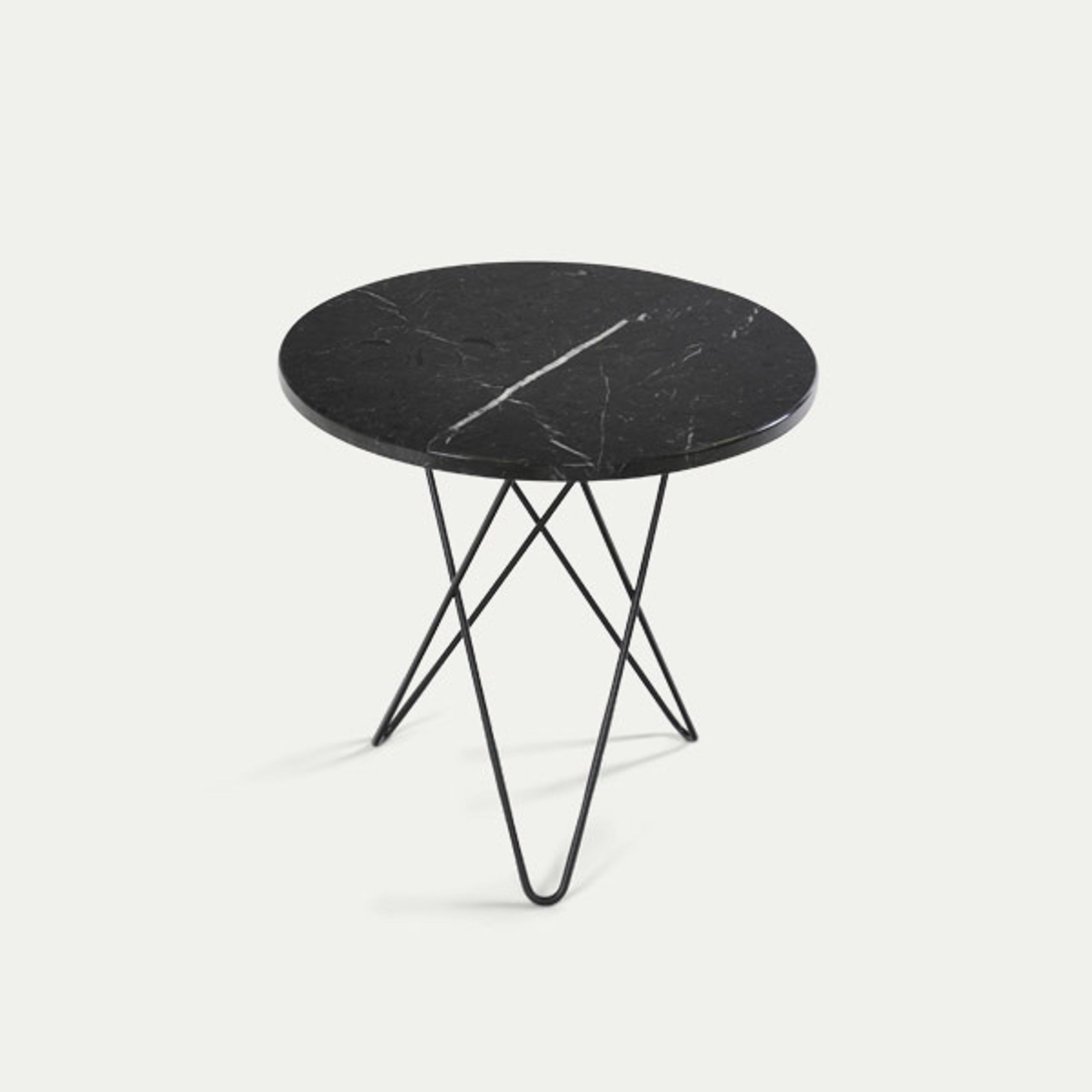 OX DENMARQ - Sofabord - Høj Mini O Bord - Sort Marquina, sort stål