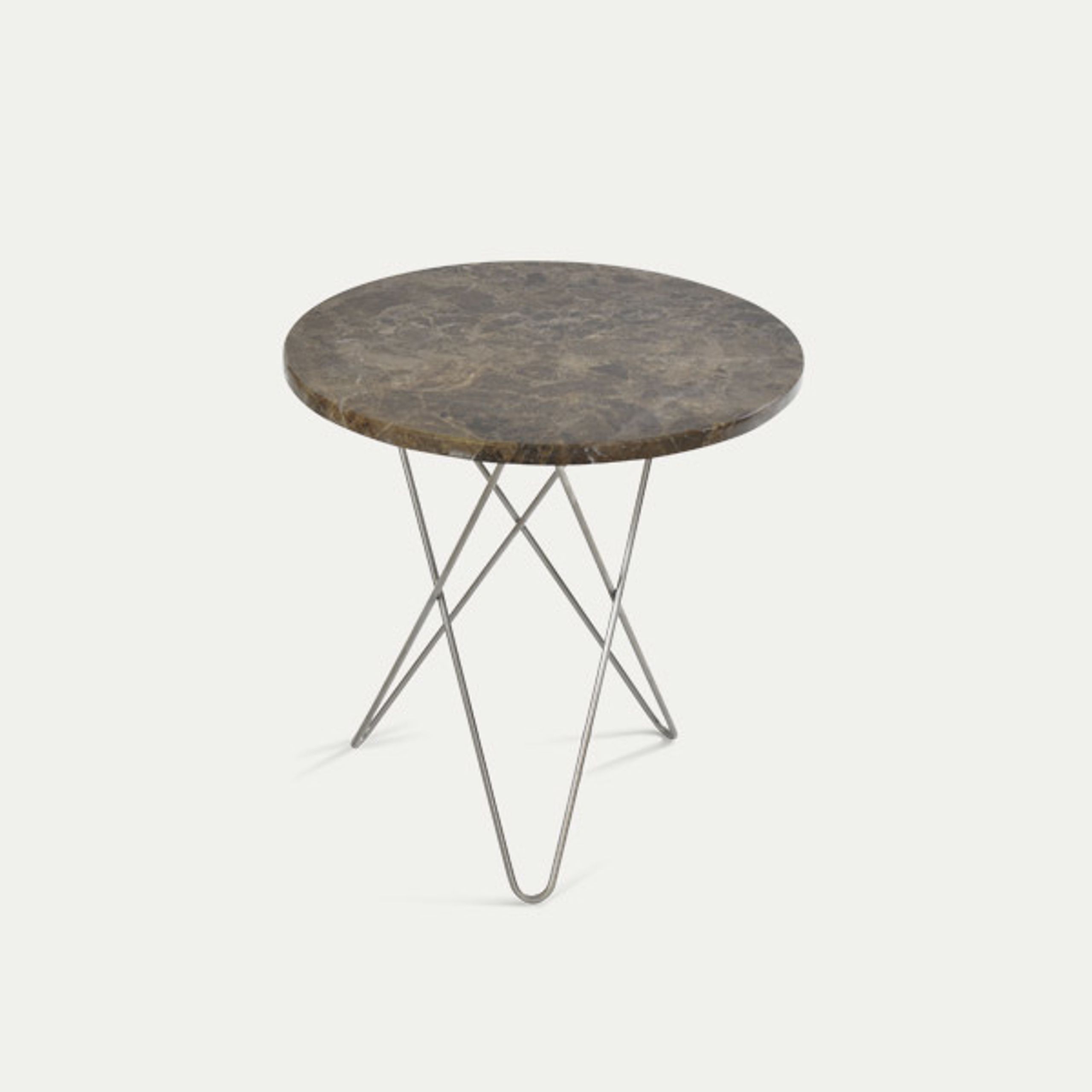 OX DENMARQ - Table basse - Tall Mini O Table - Brown Emperador, Stainless steel