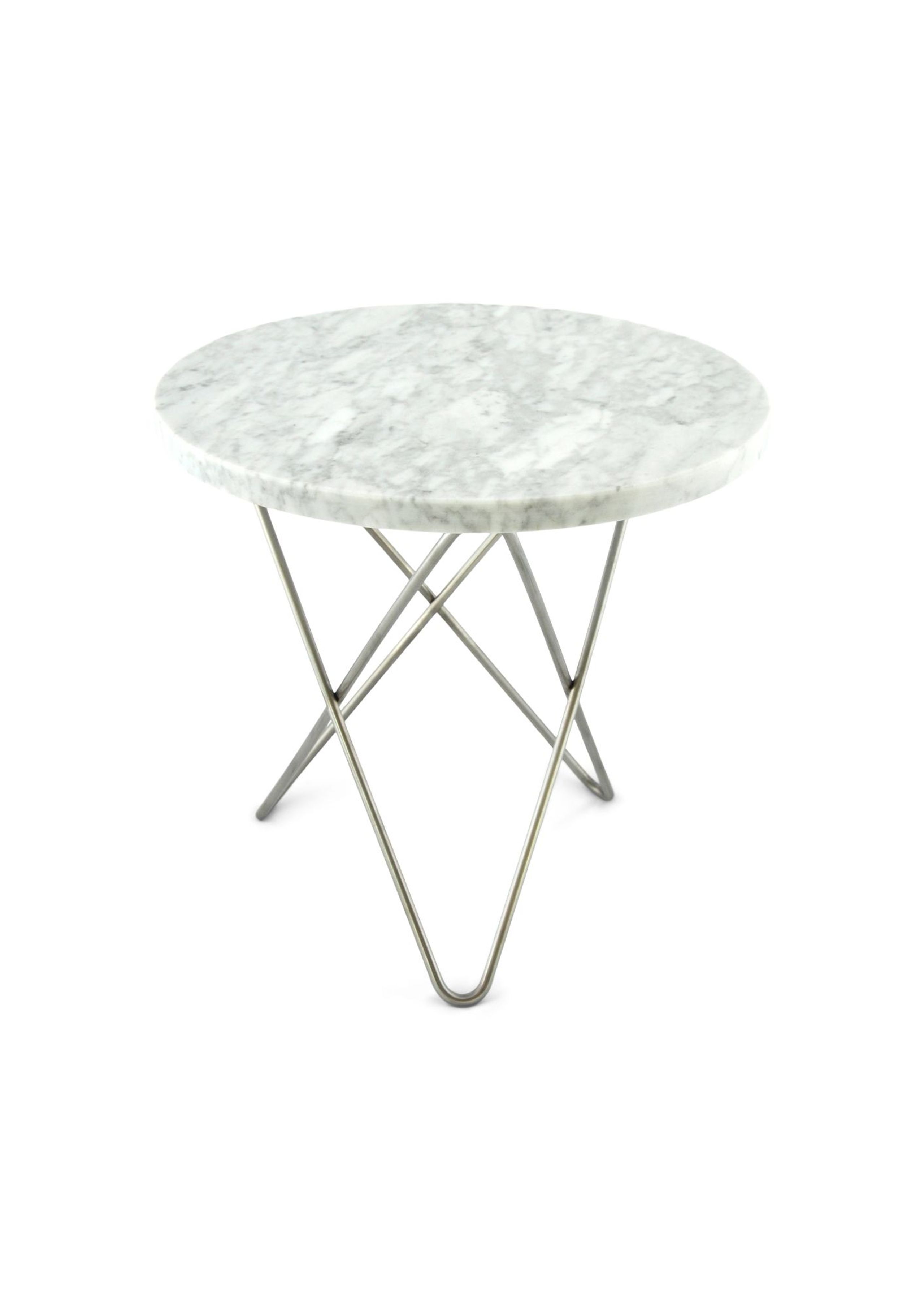 OX DENMARQ - Konferenční stolek - Mini O Table - White Carrara, Stainless steel