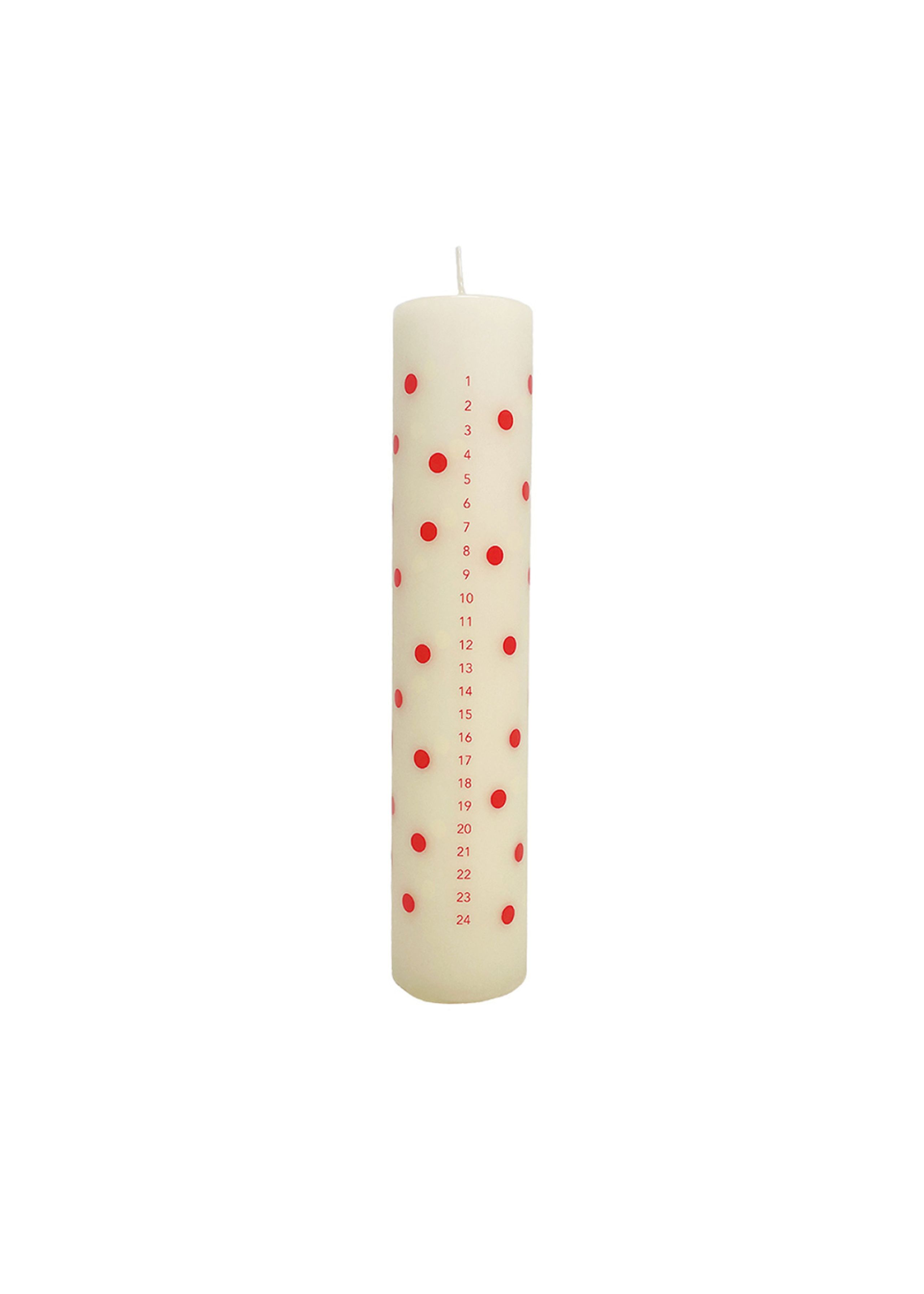 OYOY LIVING - Kalendár sviečok - Polka Calendar Candle - Offwhite / Red