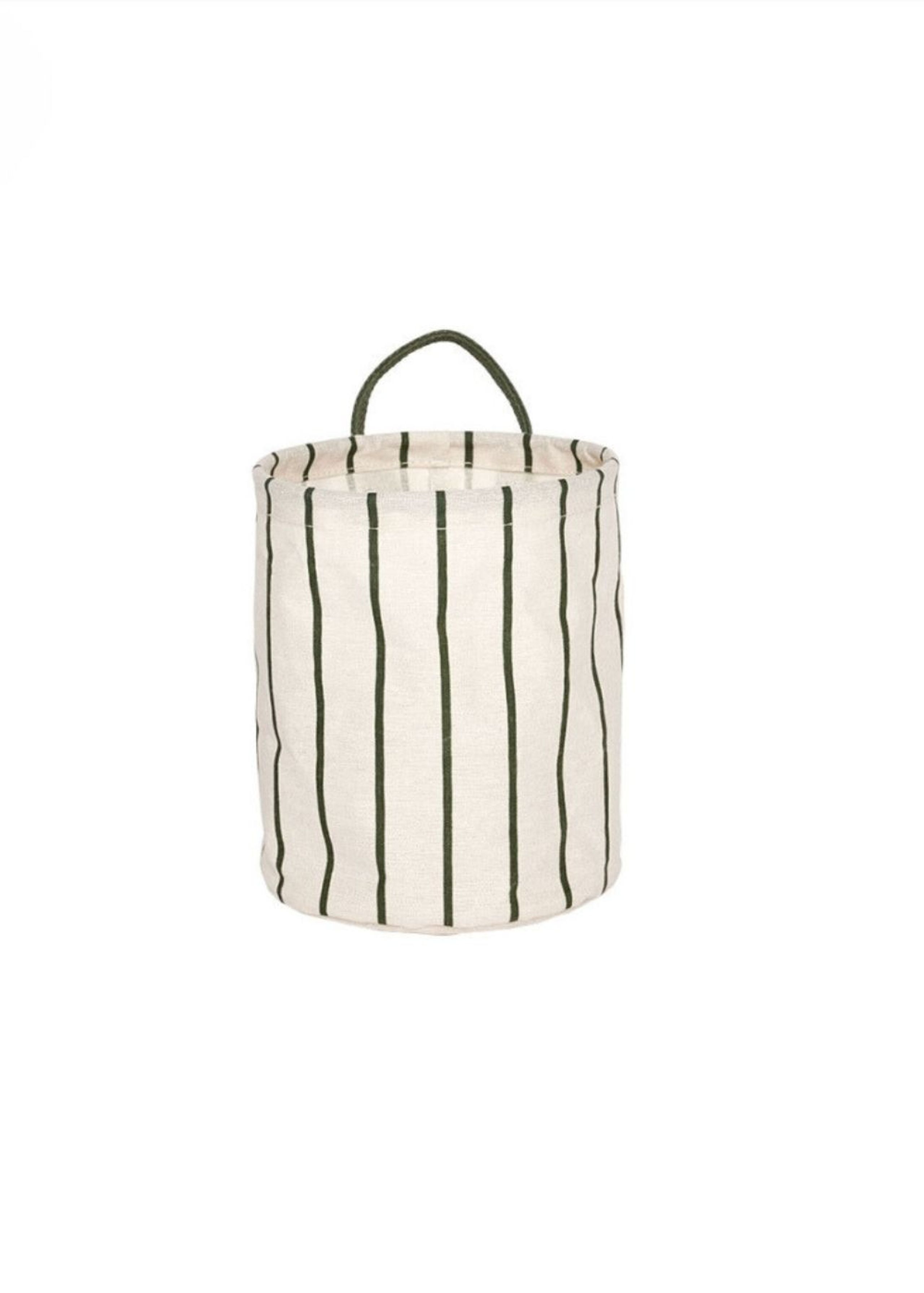 OYOY LIVING - Cushion cover - Raita Laundry/storage Basket - 701 Green / Offwhite (Small)