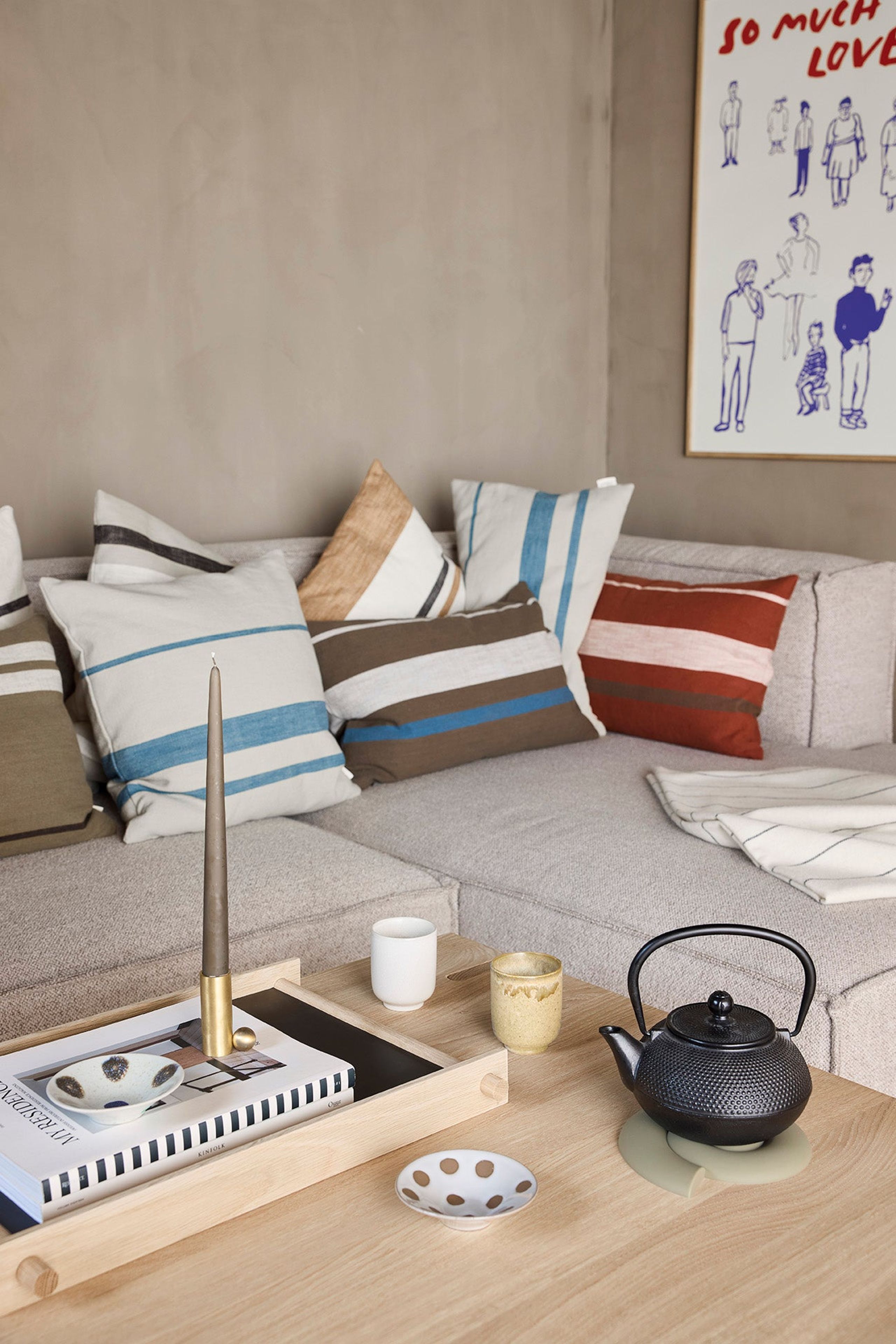 OYOY LIVING - Cushion cover - Sofuto Cushion Cover - Blue/Clay long