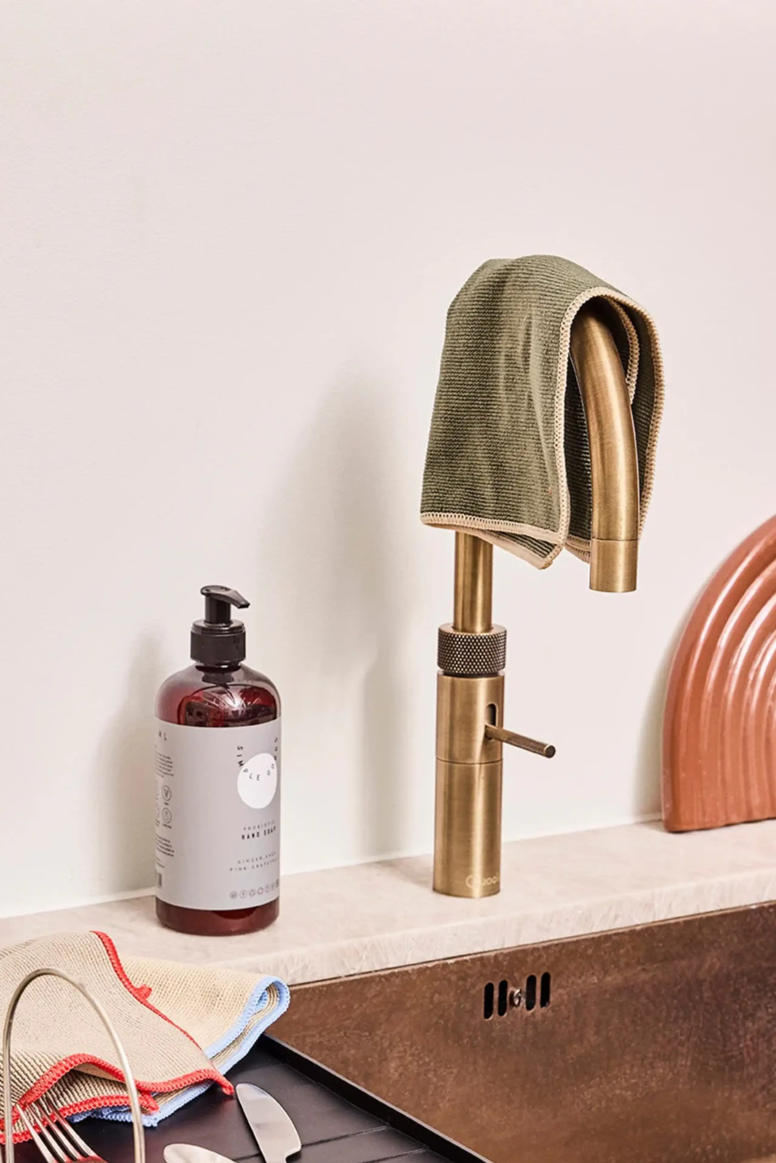 OYOY LIVING - Washcloth - Mundus Microfiber Dish Cloth - Camel/Olive