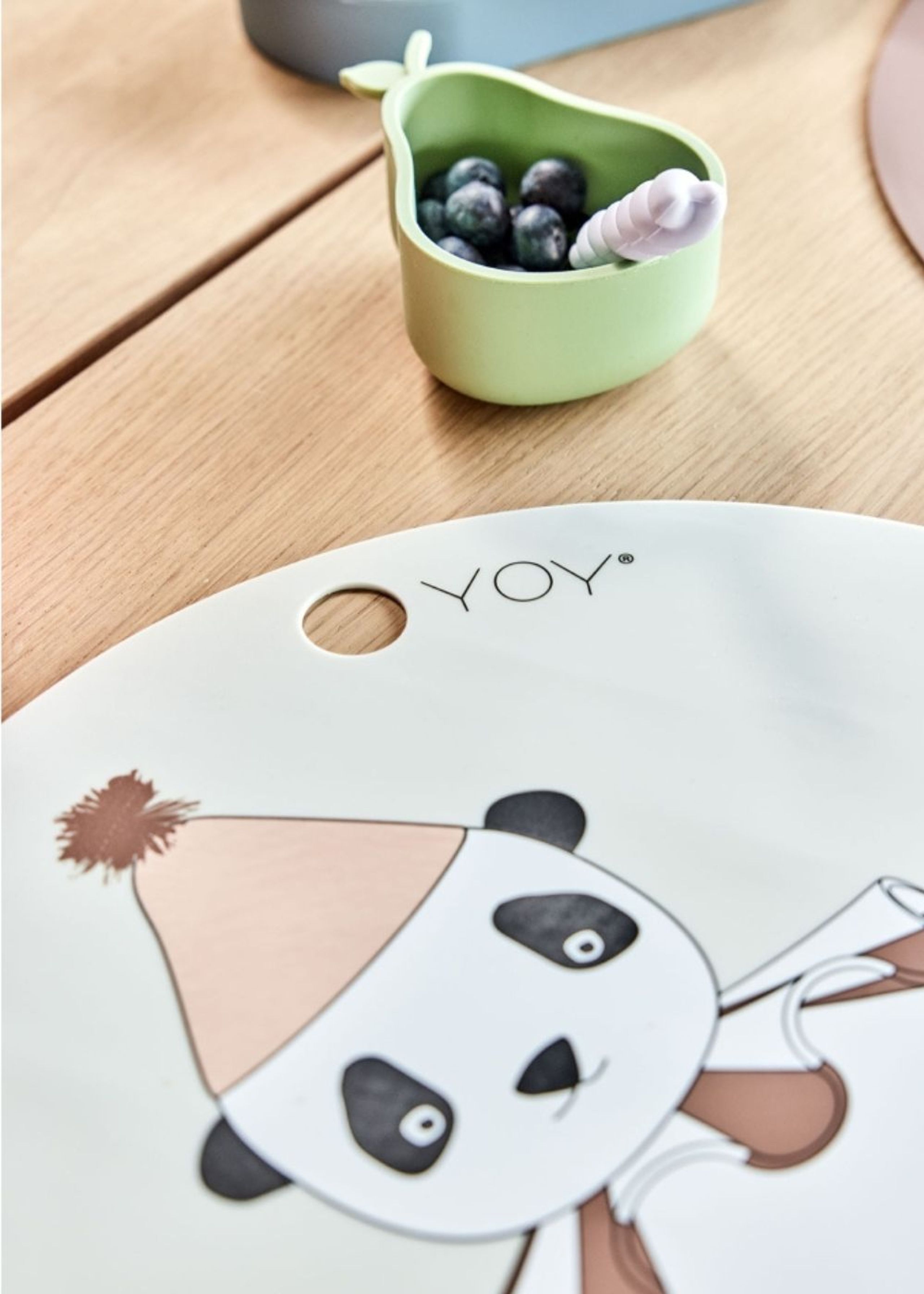 OYOY MINI - Børnedækkeserviet - Placemat Panda Pompom - 102 Offwhite