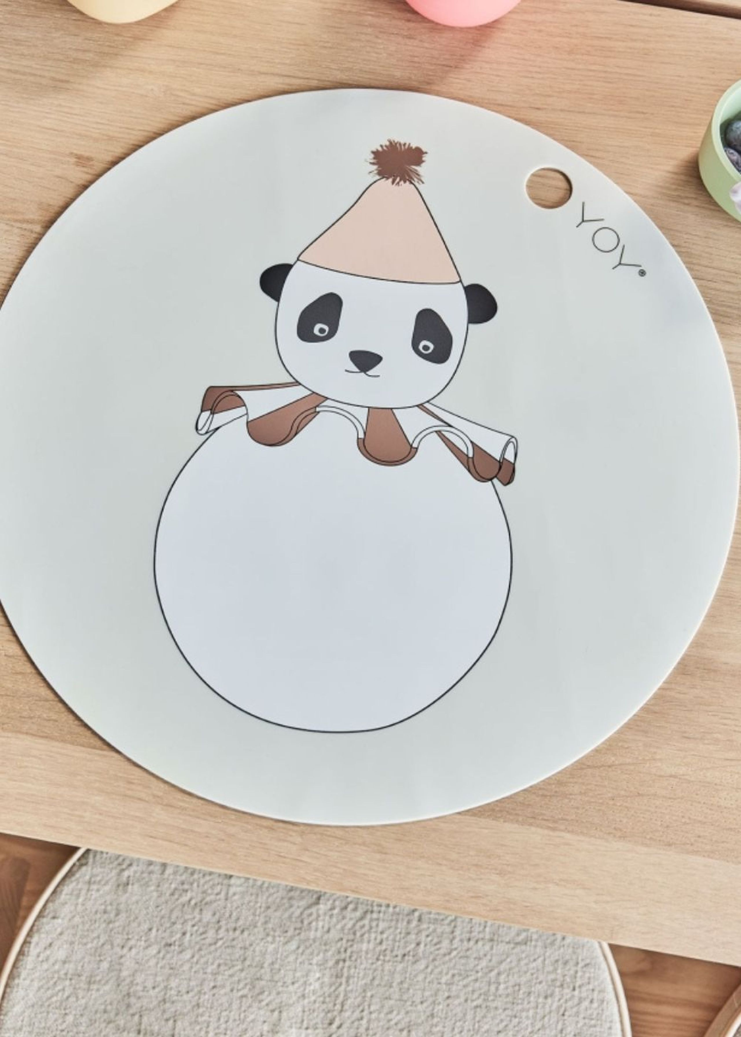 OYOY MINI - Børnedækkeserviet - Placemat Panda Pompom - 102 Offwhite