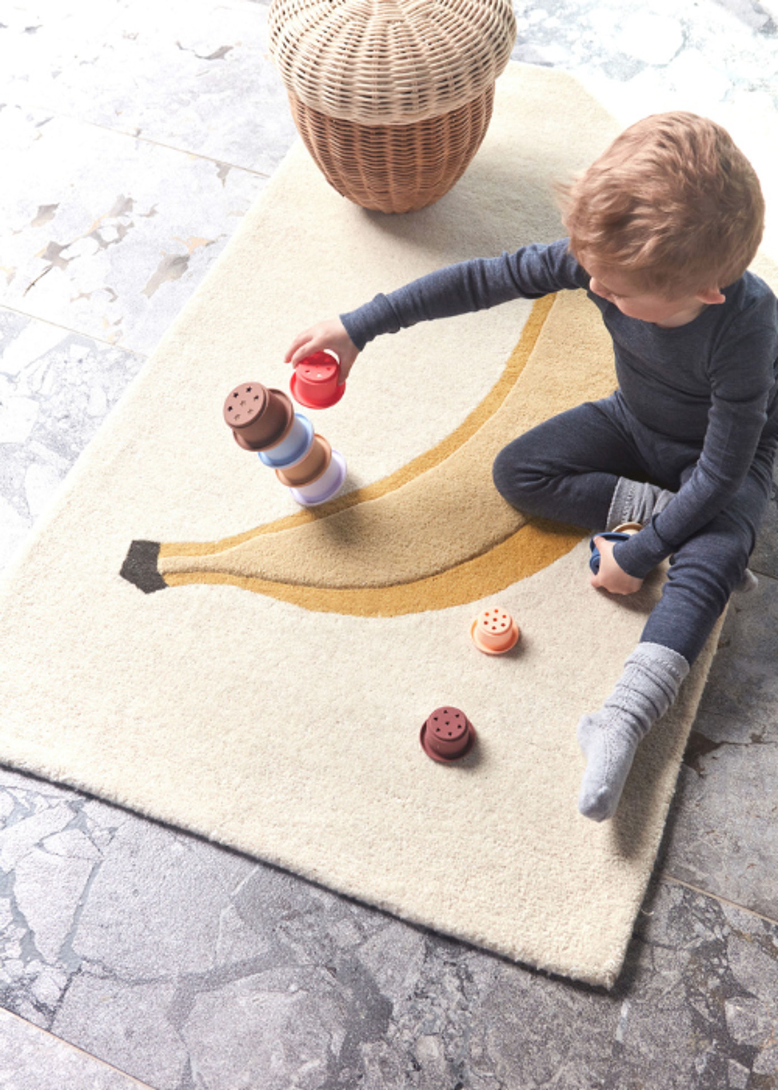 OYOY MINI - Children's carpet - Tufted Miniature Rug - 801 Yellow - Large - Banana