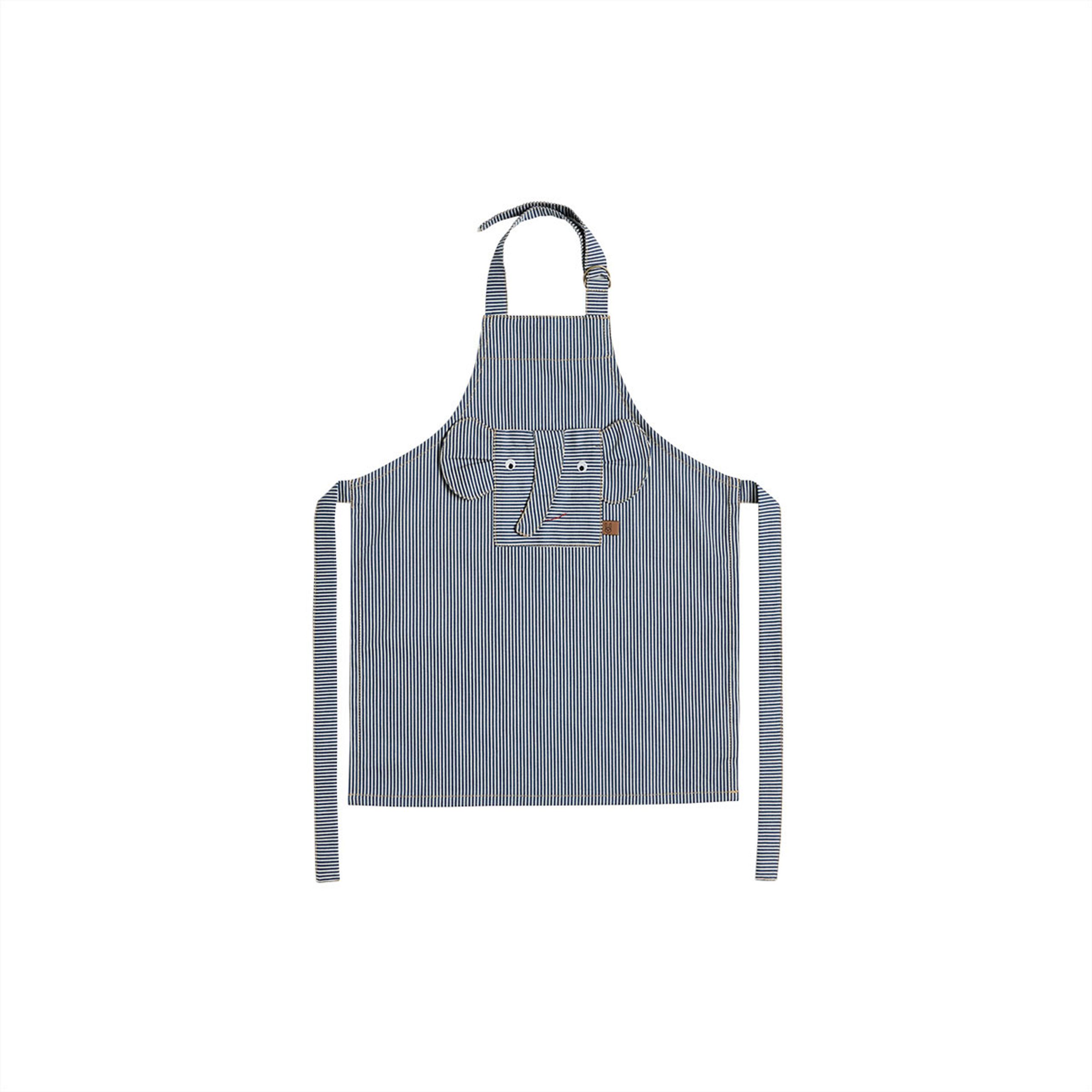 OYOY MINI - Apron - Striped Denim Elephant Apron - Blue