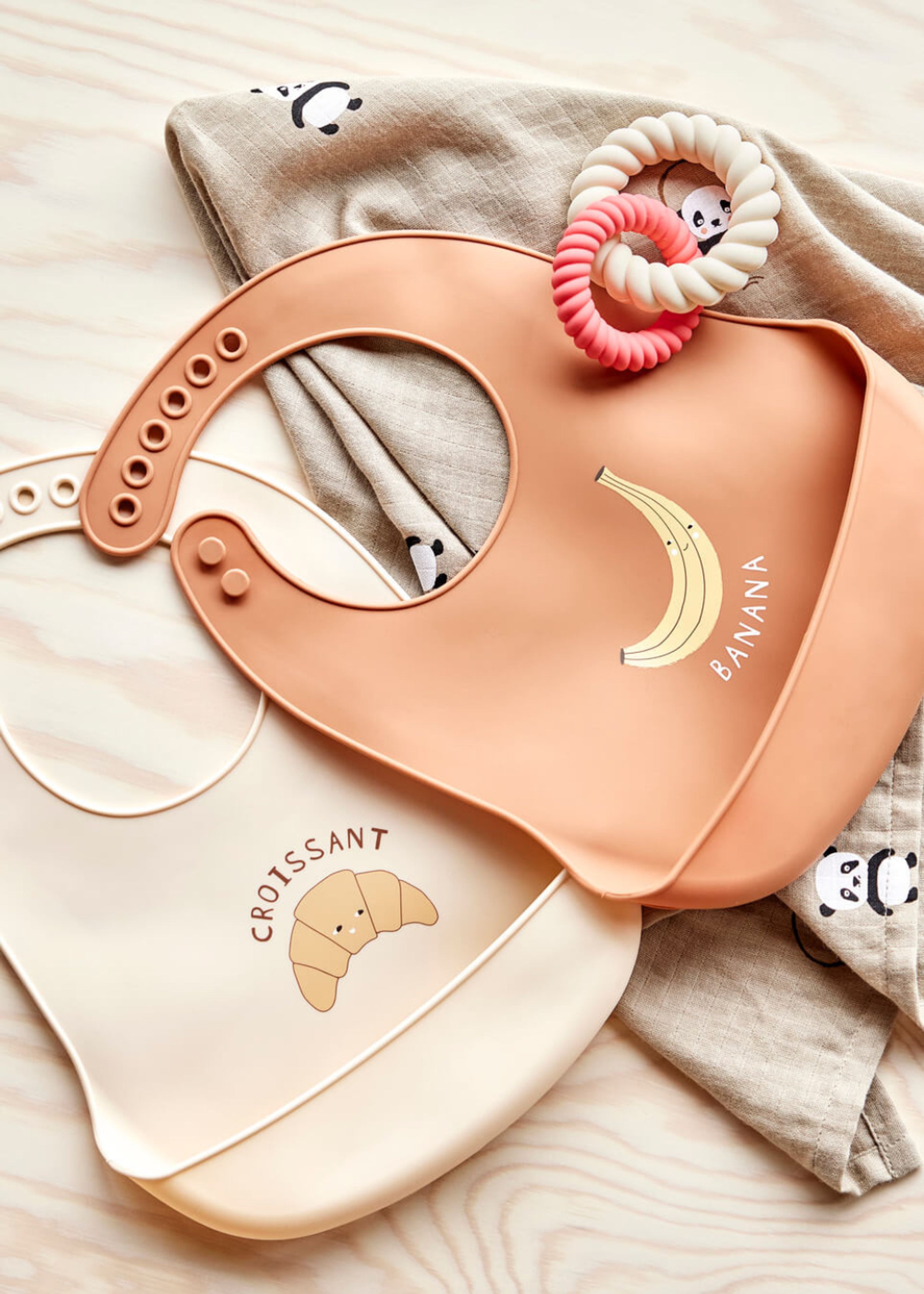 OYOY MINI - Bib - Yummy Silicone Bib - 2 pack - Caramel / Butter