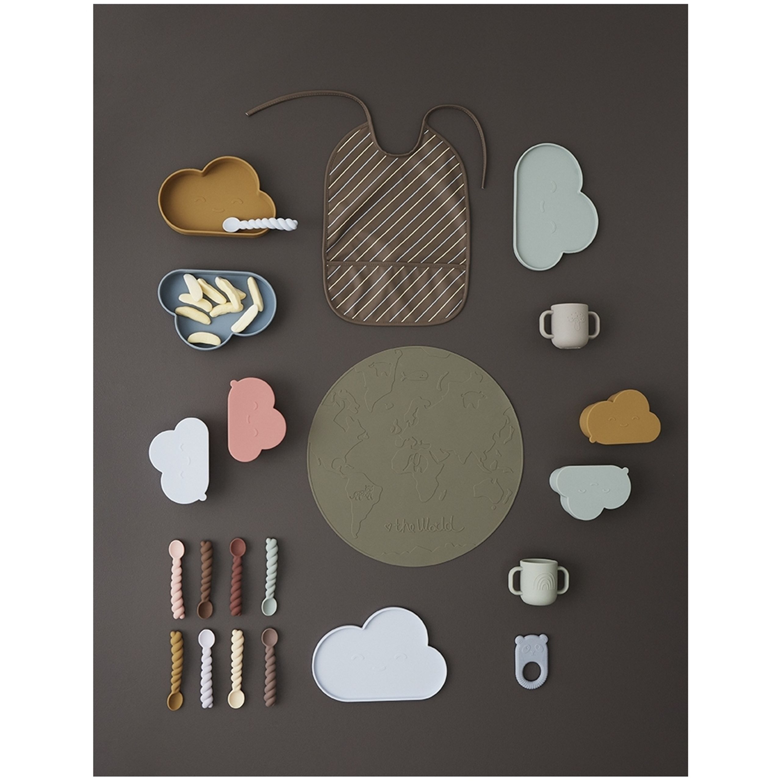 OYOY - Cajas de almacenamiento - Chloe Cloud Plate & Bowl - Light Rubber / Coral