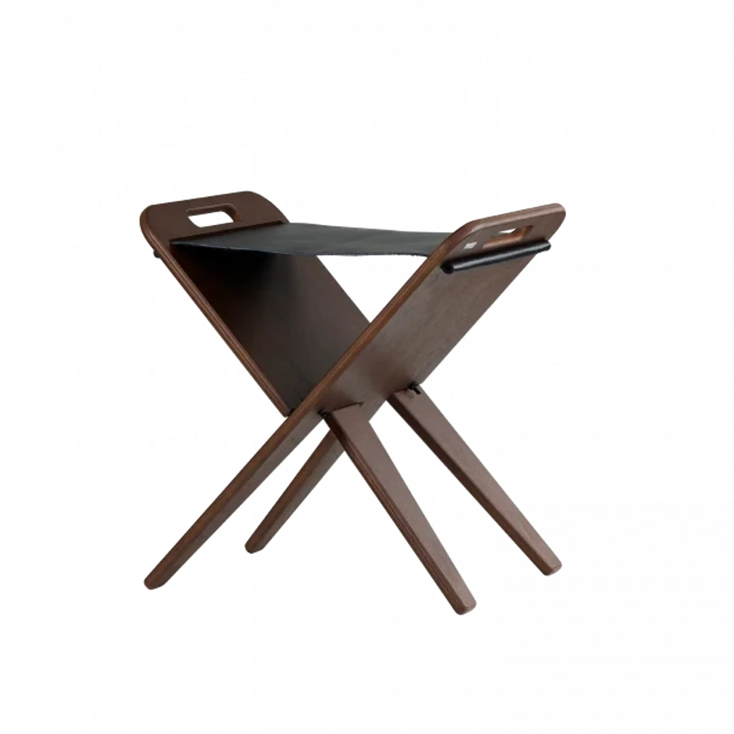 Piet Hein - Hocker - Klaburet - Klaburet - Valnødde-finér, sæde kærnelæder Sort