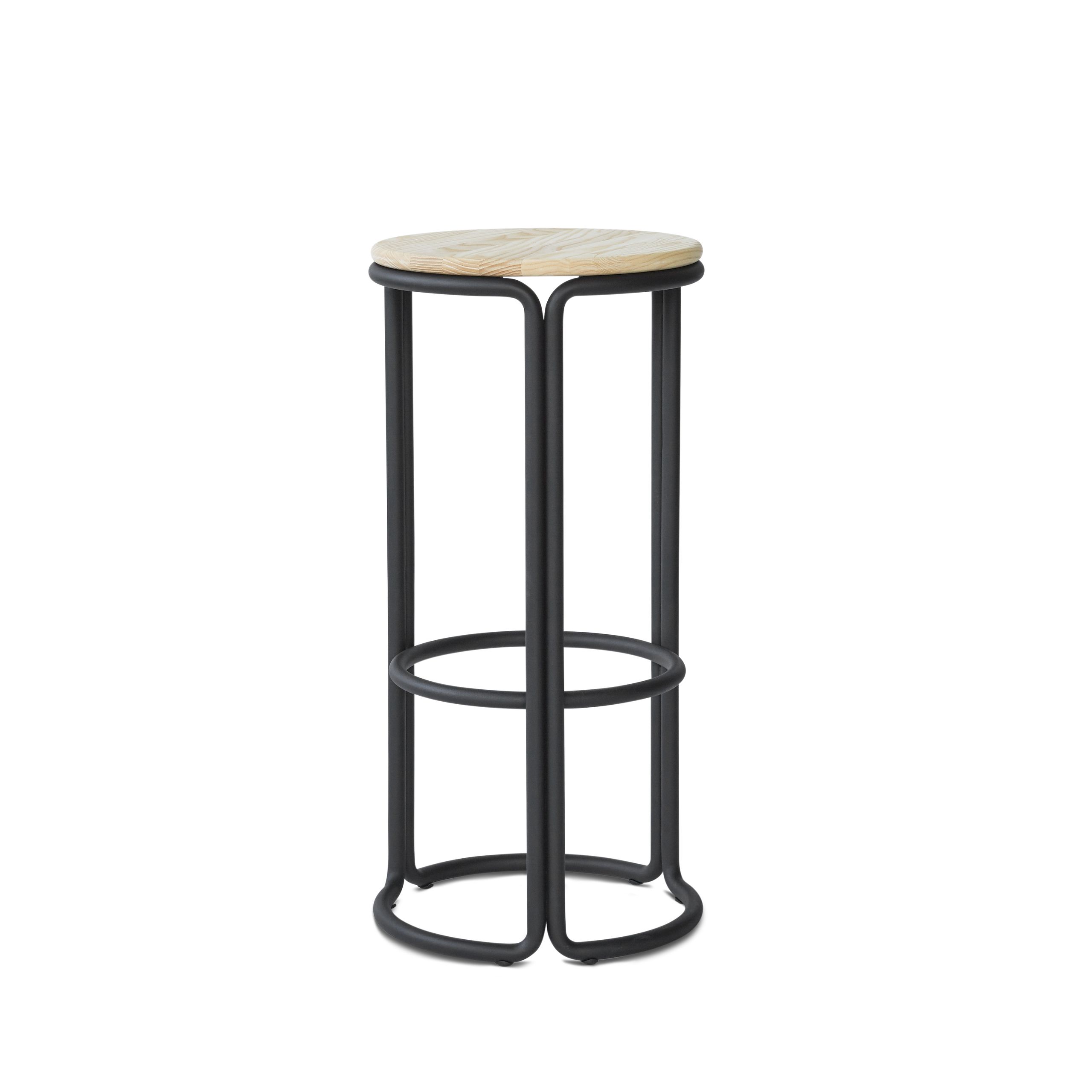 PLEASE WAIT to be SEATED - Bar stool - Hardie Bar Stool / By Philippe Malouin - Natural Ash / Black