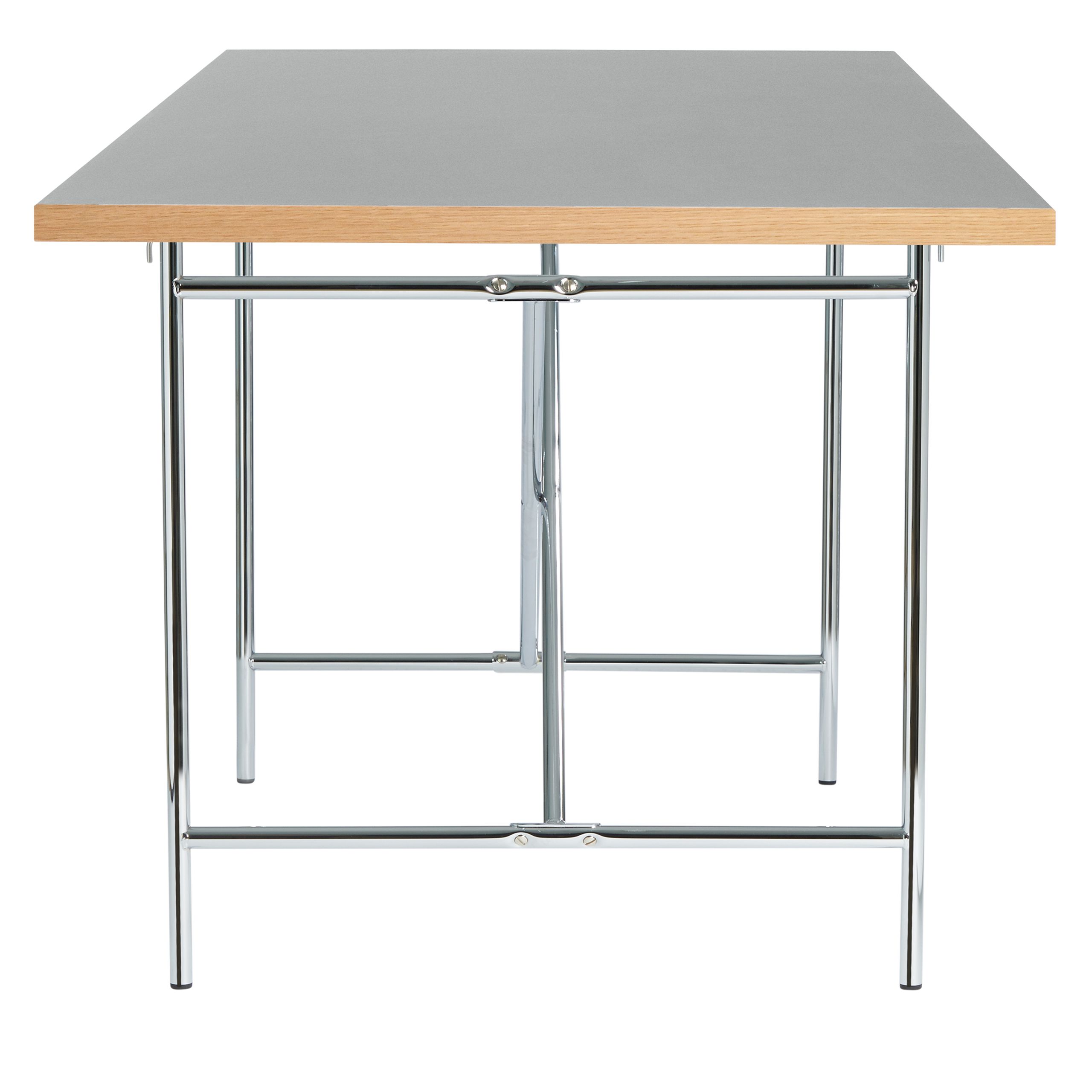 PLEASE WAIT to be SEATED - Stół jadalny - Eiermann2 Dining Table / By Egon Eiermann - Grey Linoleum w. Oak Edge / Chrome