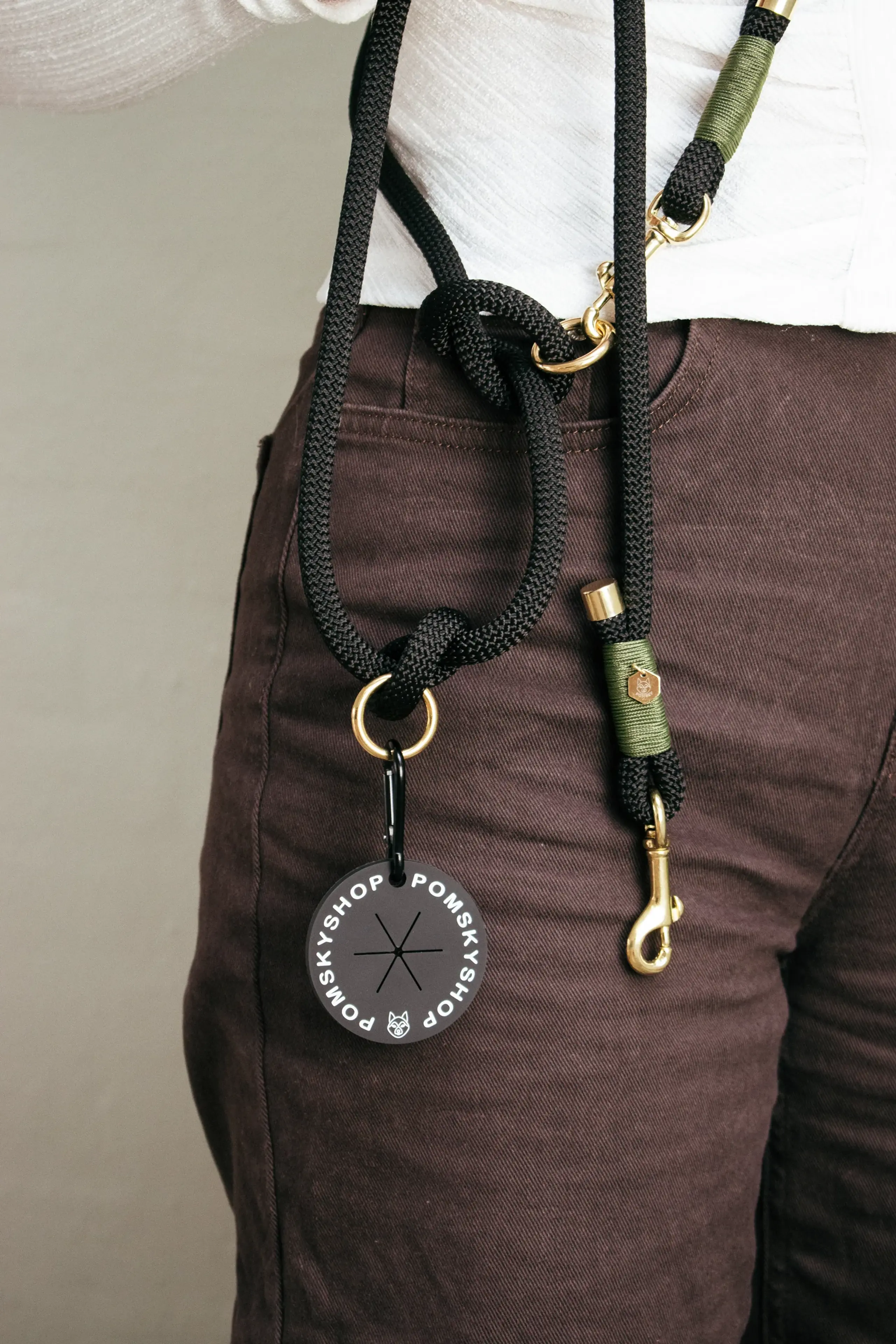 Pomskyshop - Dog collars - Classy Black - Rope - Gold