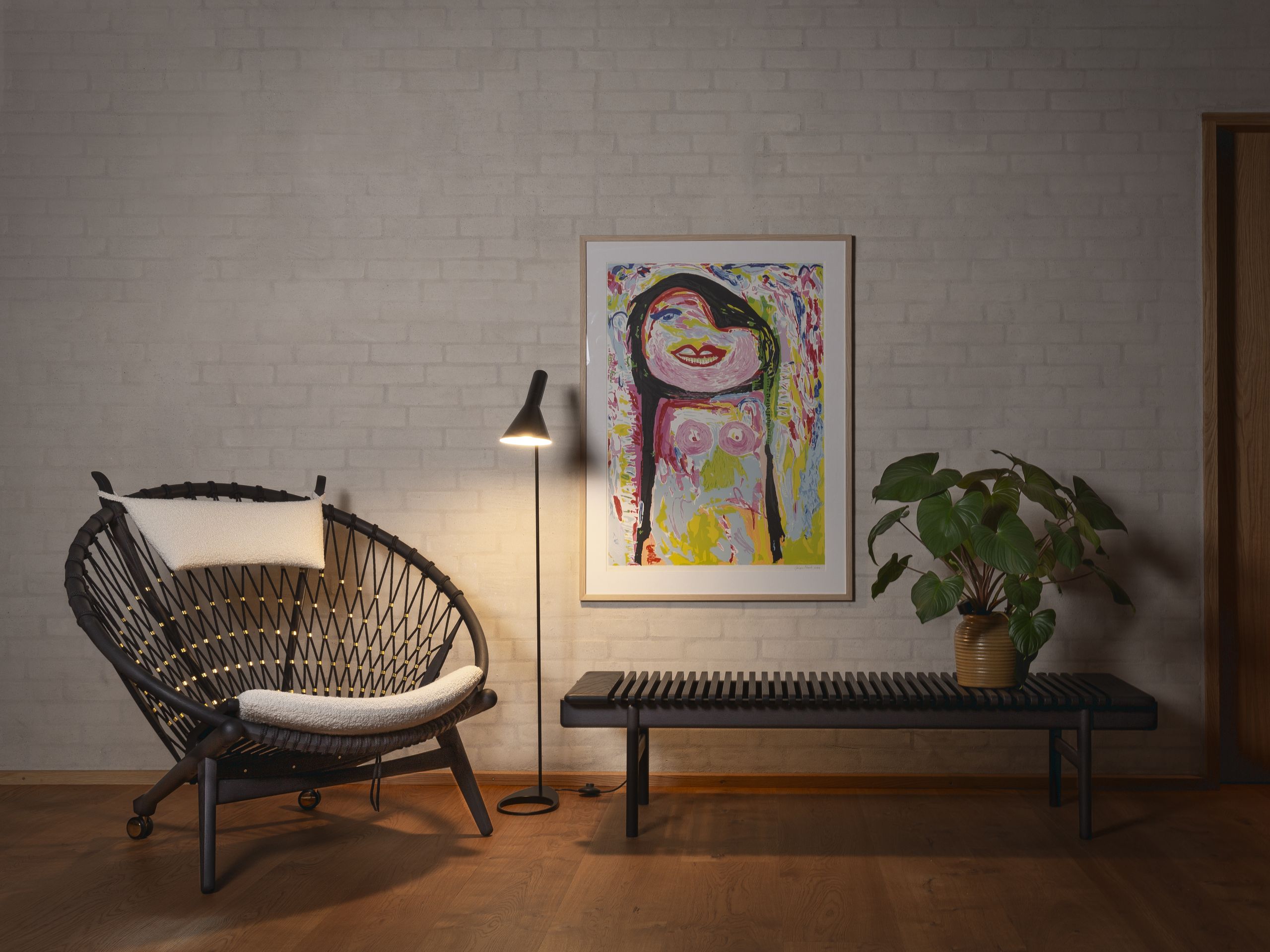 PP Møbler - Lænestol - pp130 Circle Chair / By Hans J. Wegner - Coda 2 0410 / Natural Flag Halyard / Stainless Steel / Soaped Oak