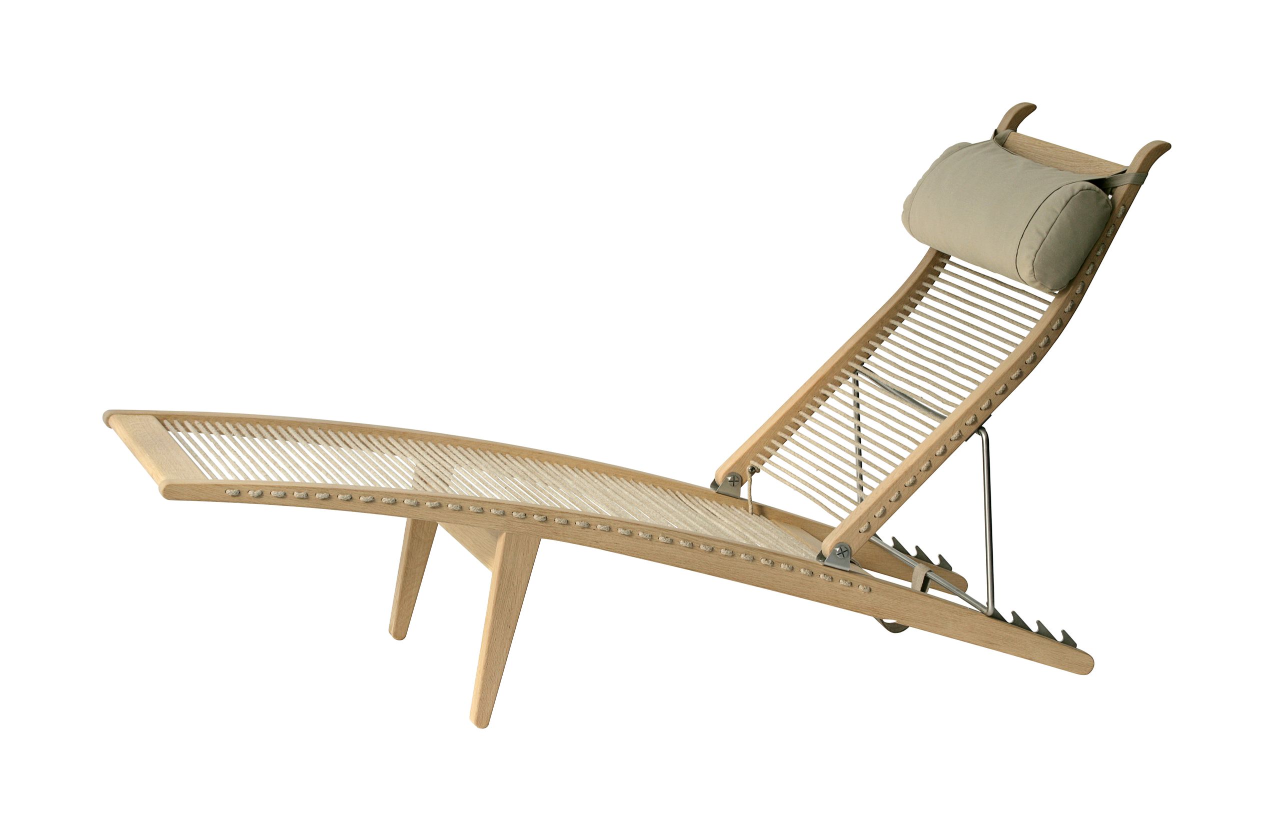 PP Møbler - Liegestuhl - pp524 Deck Chair / By Hans J. Wegner - Natural Flag Halyard / Standard Fabric / Soaped Oak
