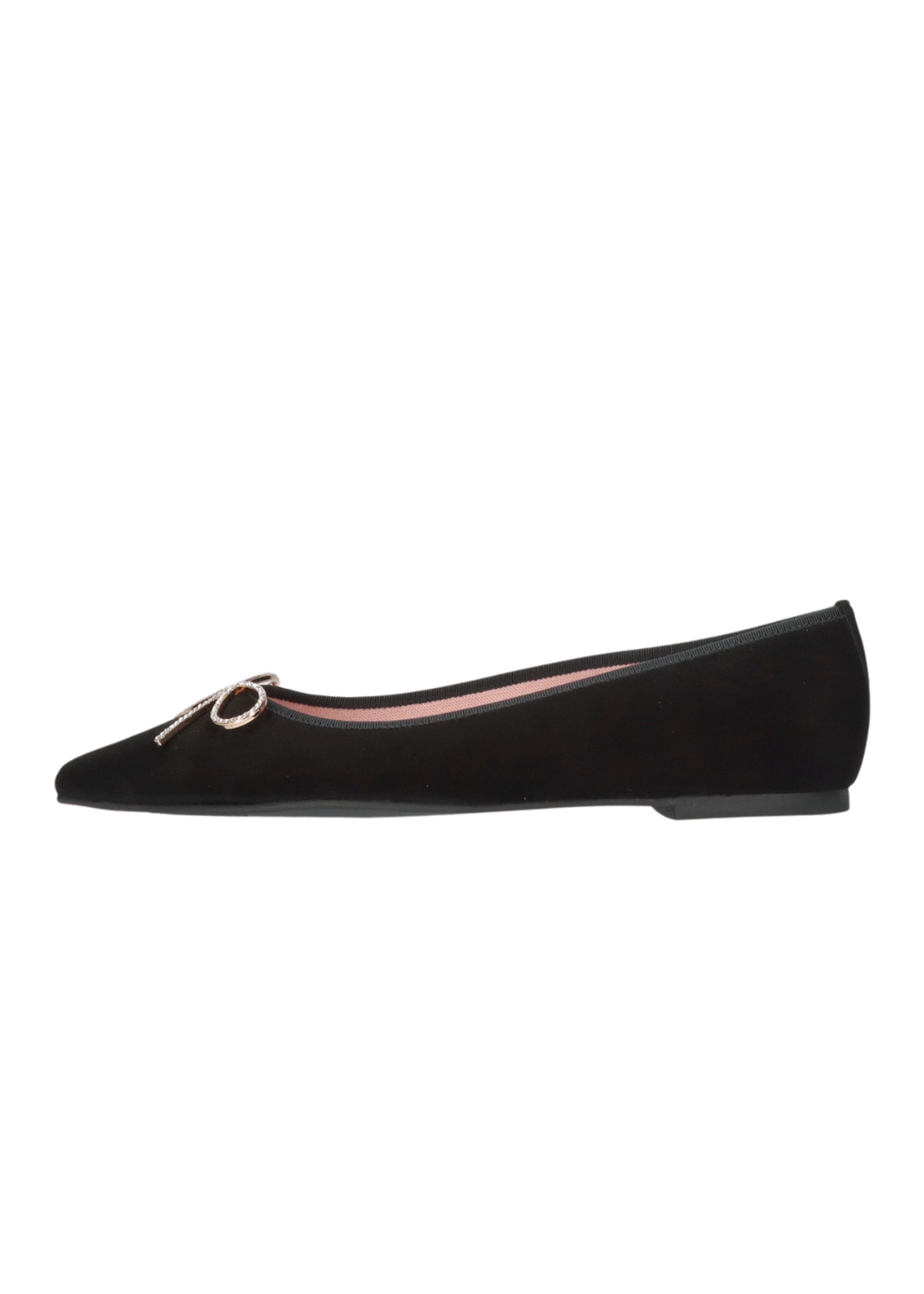 Pretty Ballerinas - Baleríny - Tela - Black w. Silver Bow