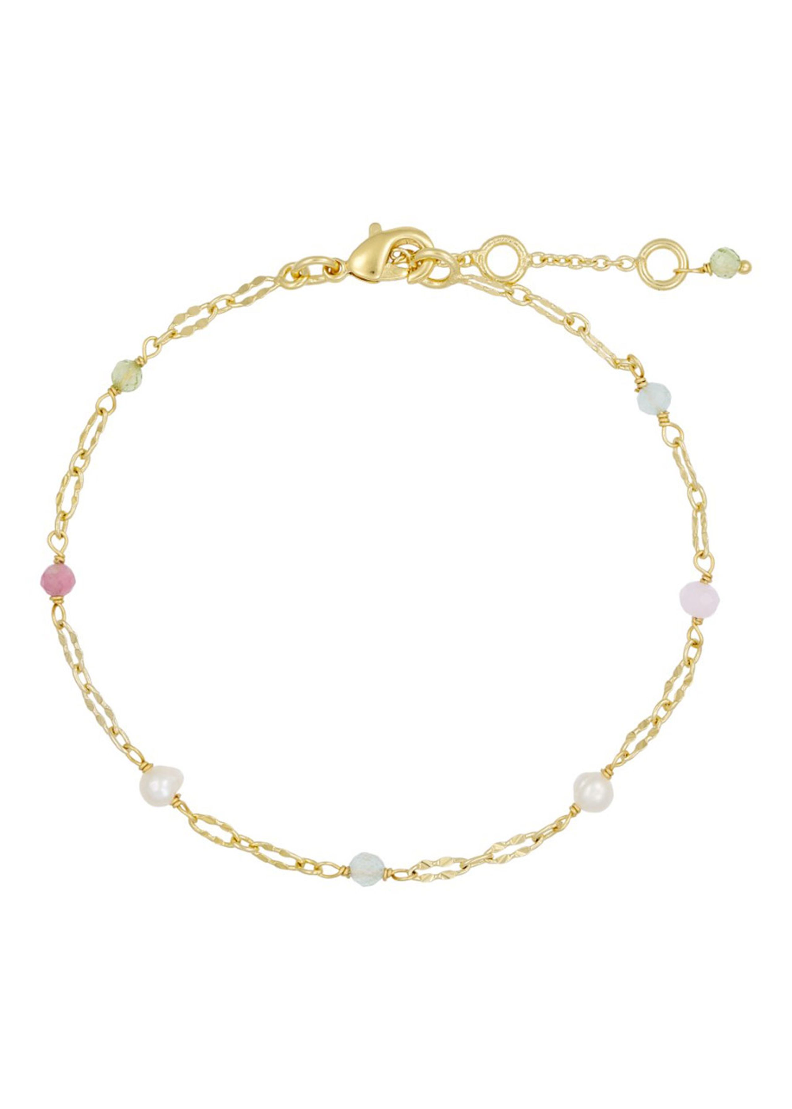 Pure By Nat - Bracelet - Lina Bracelet w. Gemstones & Pearls - Gold Plated Multi Stones